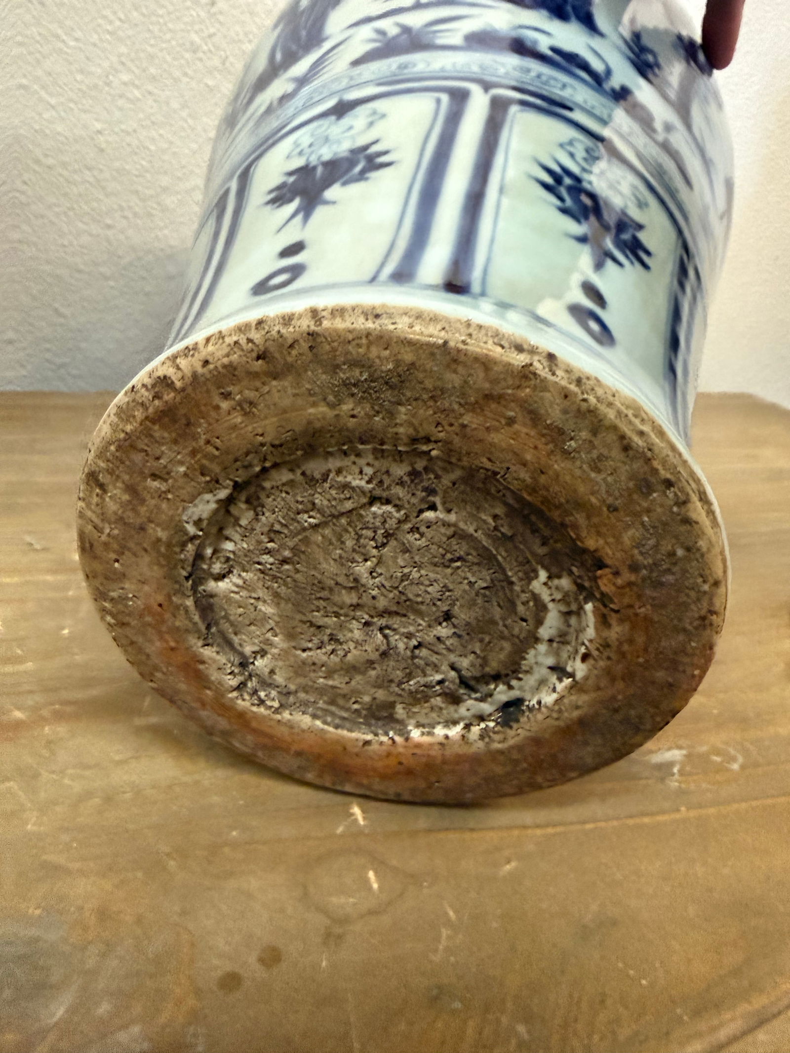 Pair of Large Blue and White Chinese Yuan Period Character Vases 17" - 7