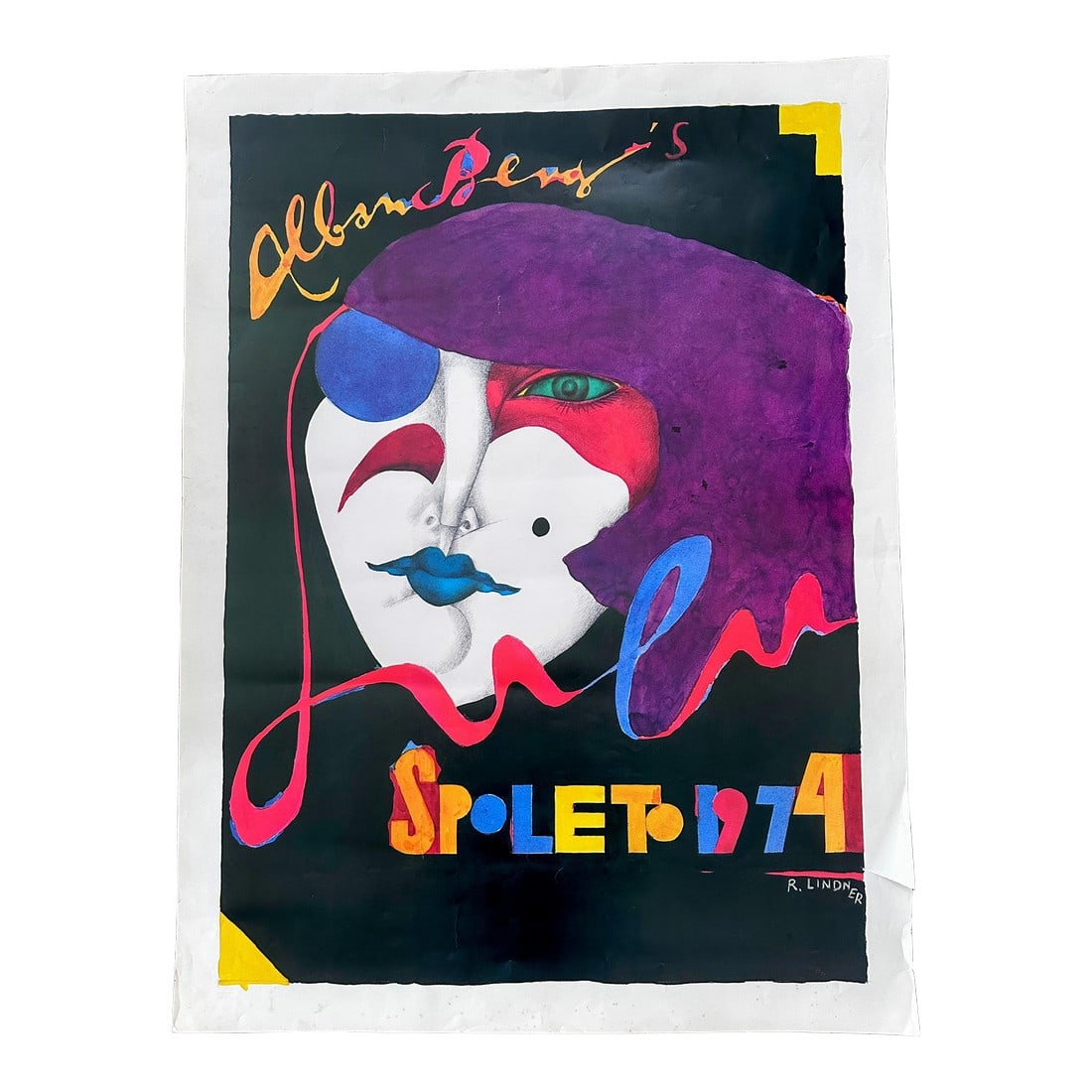 Original Richard Lindner 'Spoleto 1974' Large Poster 45" X 34": Original opera Lulu poster 'Spoleto 1974', by Richard Lindner (German/American (1901–1978). Artist: Richard Lindner (German 1901-1978) Original 1974 poster in large format Year: 1974 Size: 