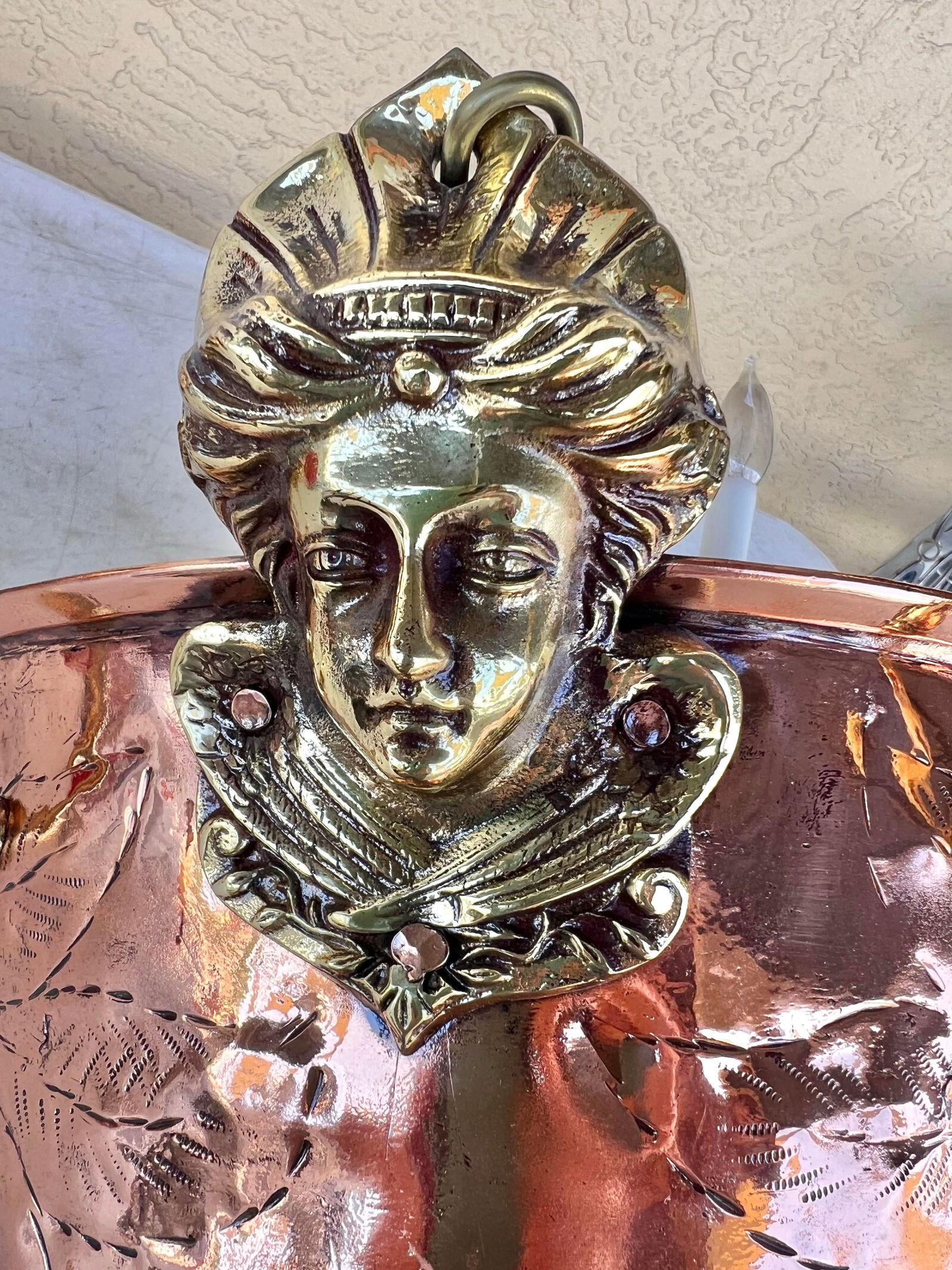 Mid 20th Century Hanging Copper Pot 6 Light Chandelier - 4