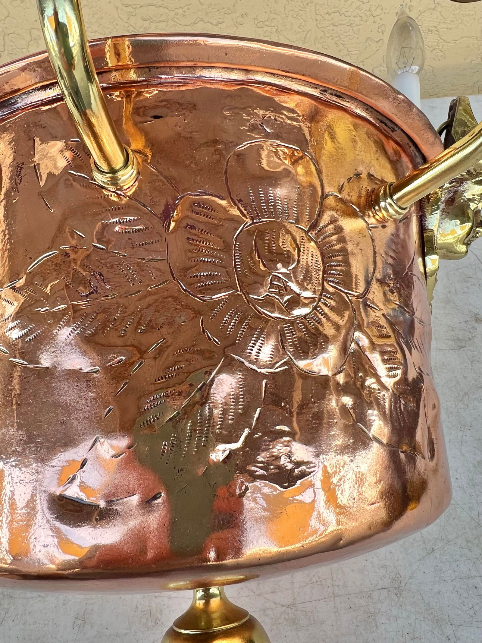 Mid 20th Century Hanging Copper Pot 6 Light Chandelier - 6