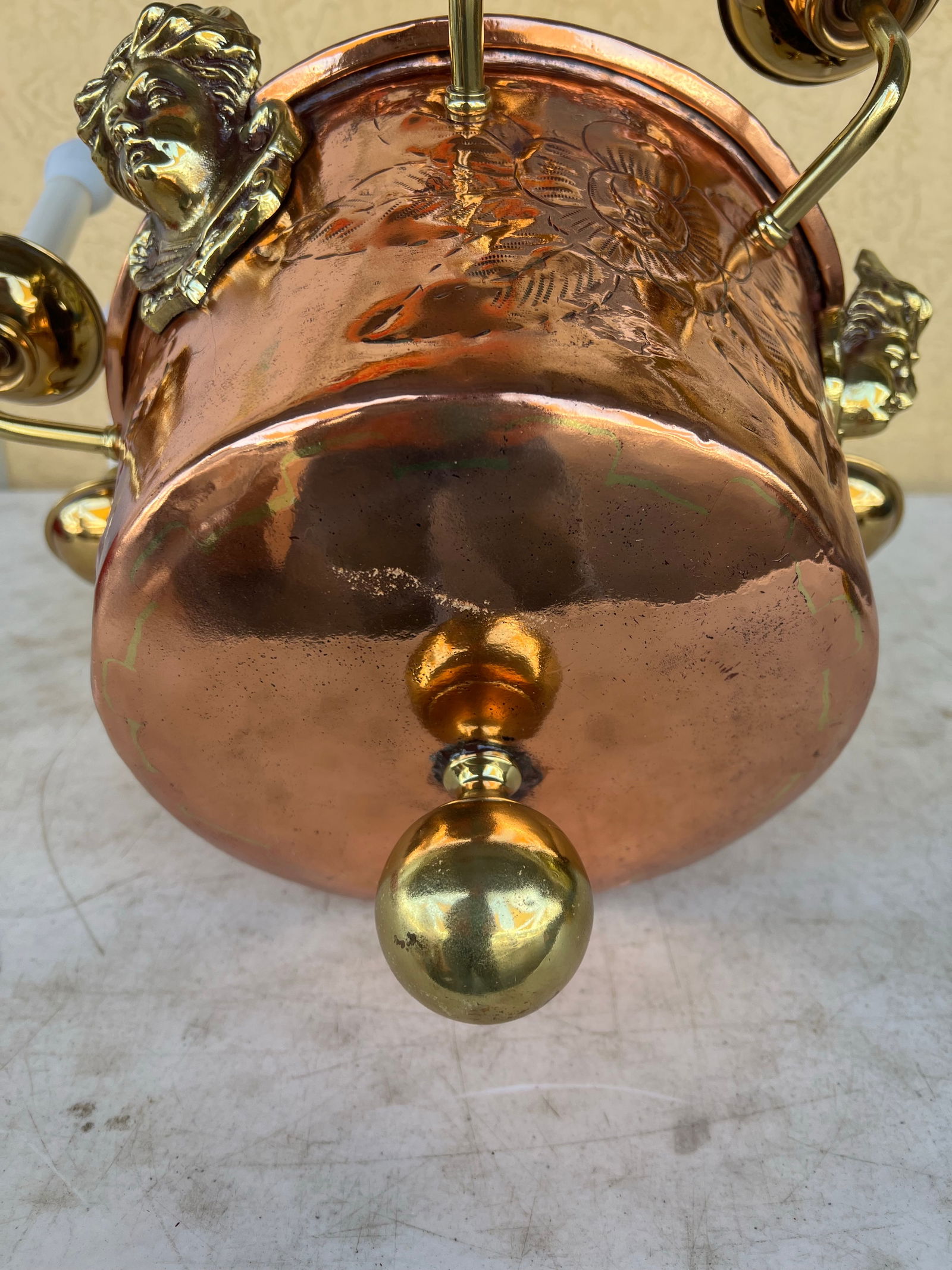 Mid 20th Century Hanging Copper Pot 6 Light Chandelier - 7