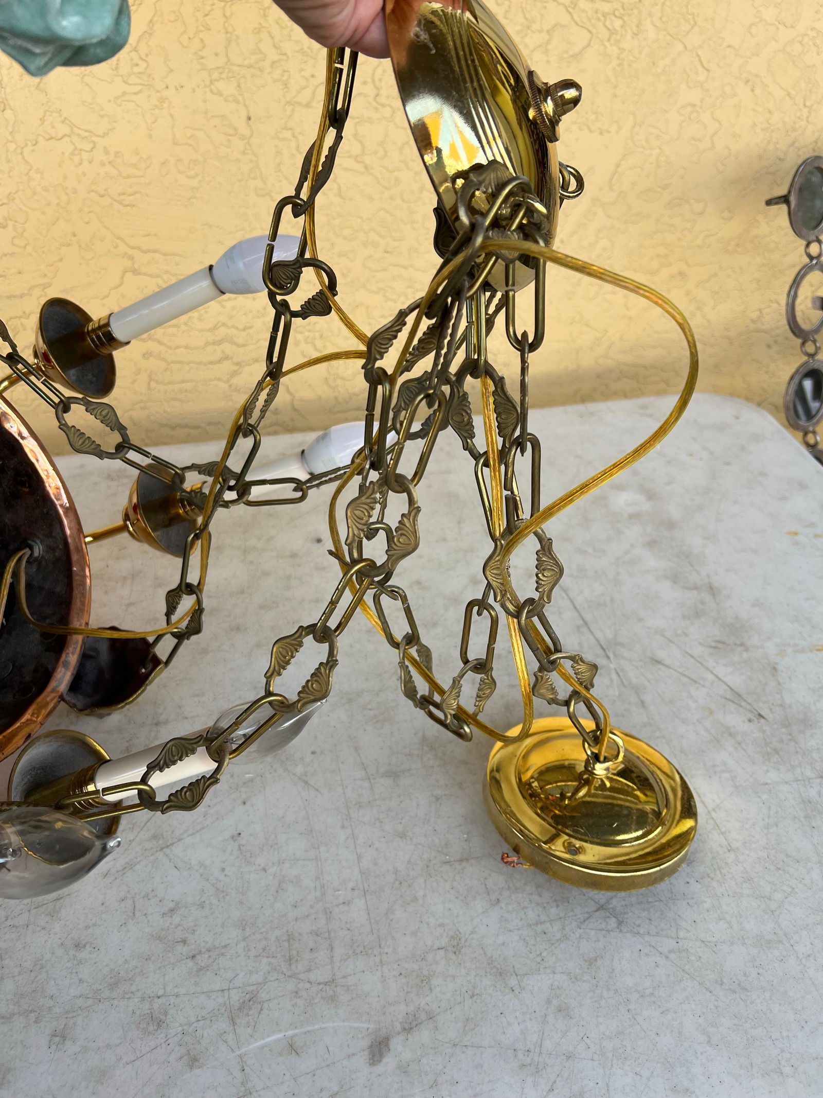 Mid 20th Century Hanging Copper Pot 6 Light Chandelier - 9