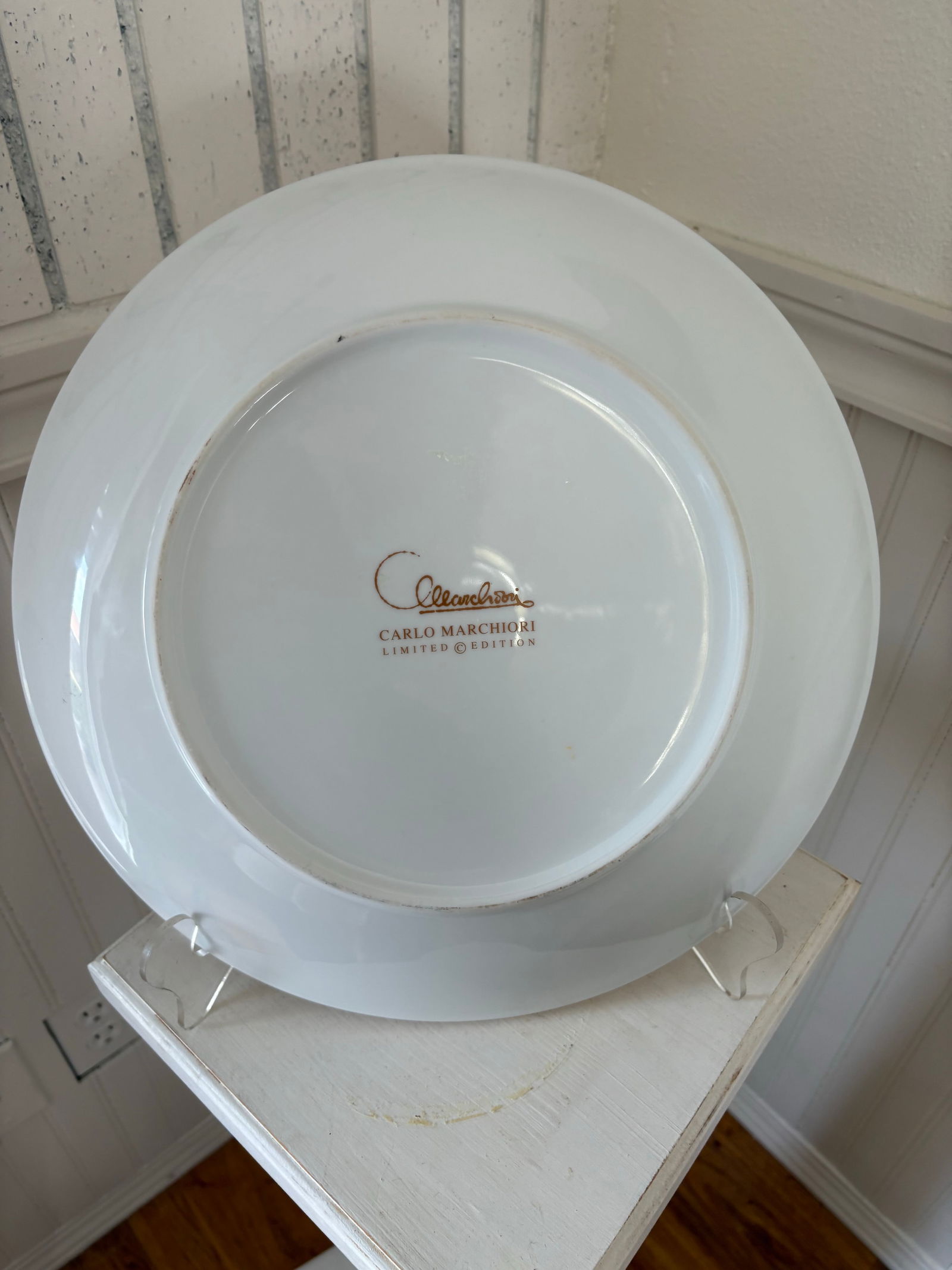 Limited Edition Marco Marchiori Art Deco Style Gold and White Charger - 7