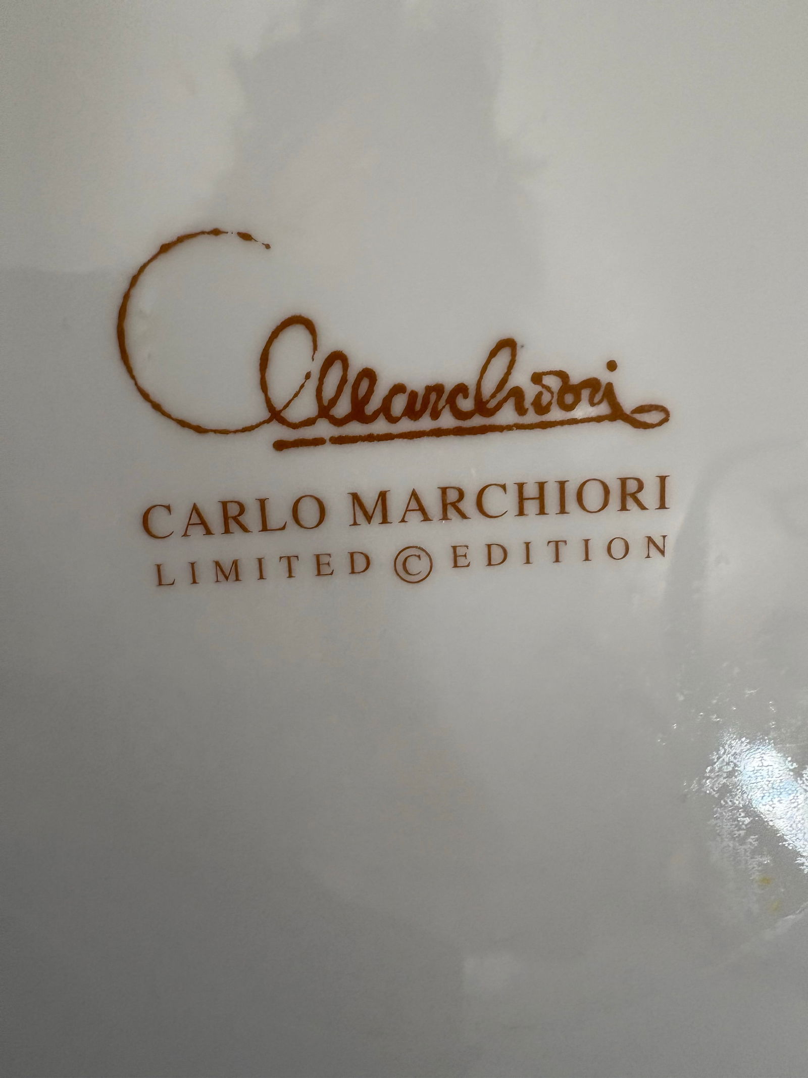 Limited Edition Marco Marchiori Art Deco Style Gold and White Charger - 8