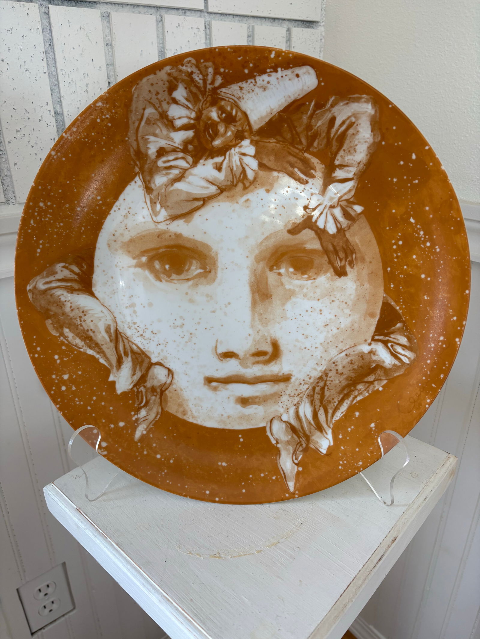 Limited Edition Marco Marchiori Art Deco Style Gold and White Charger - 9