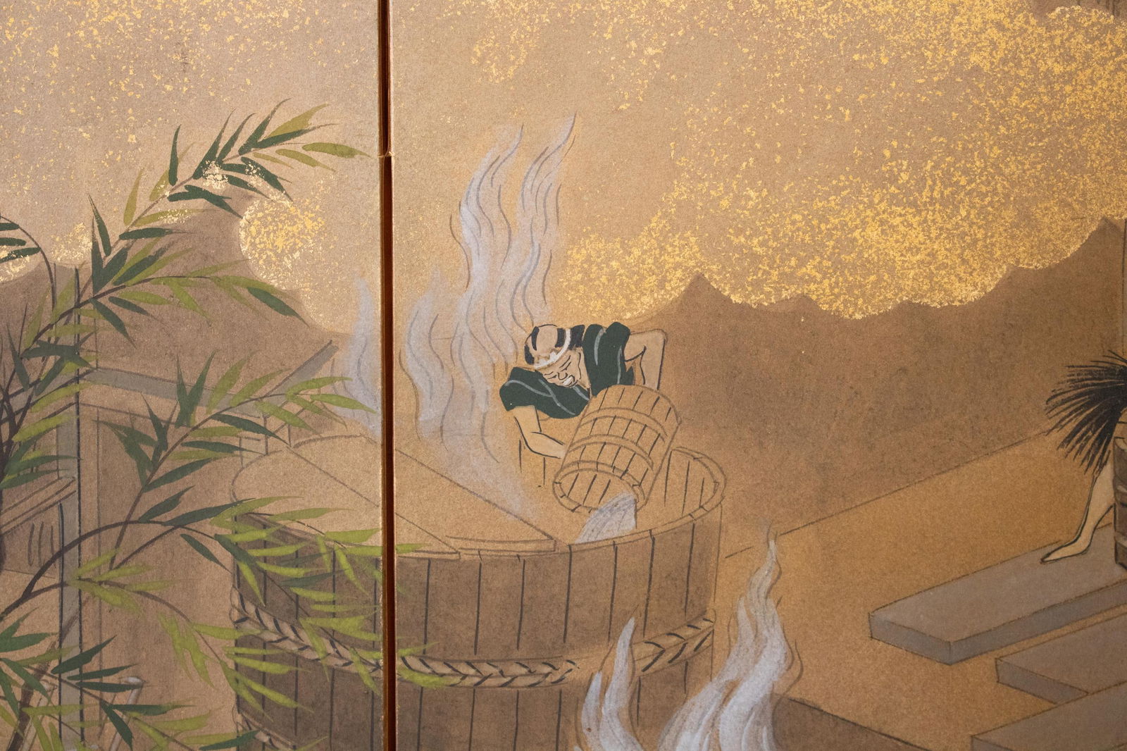 Sake Brewery, Heisei Era Japanese Yamato-E Byobu Screen - 10