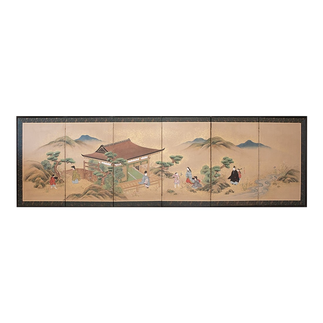 C. 1800s Edo to Meiji Era "The Tale of Genji", Japanese Yamato-E Style Byobu Screen (1 of 18)