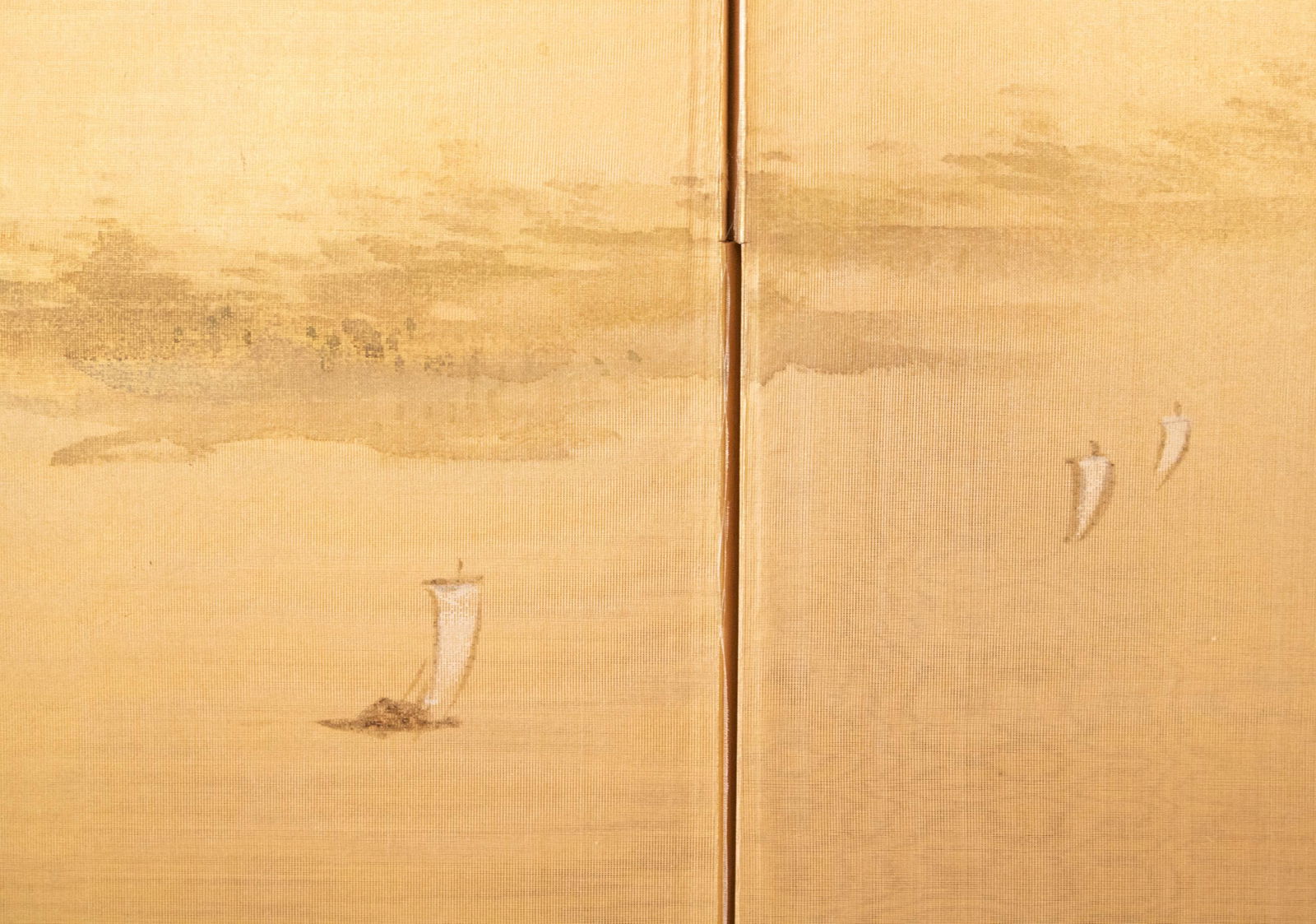 1970s ShÅwa Era Japanese Byobu Screen, "At the Bank" - 10