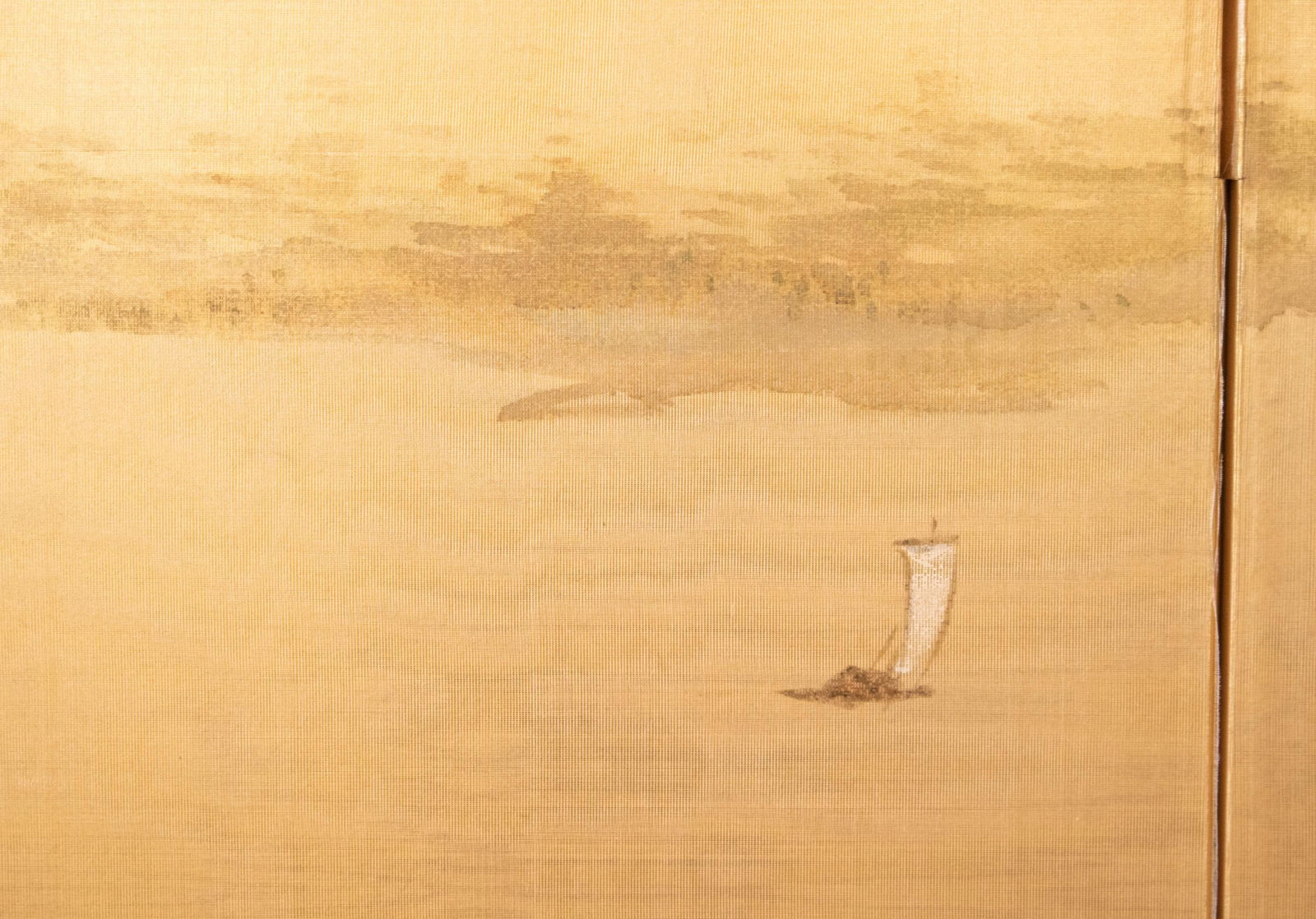 1970s ShÅwa Era Japanese Byobu Screen, "At the Bank" - 9