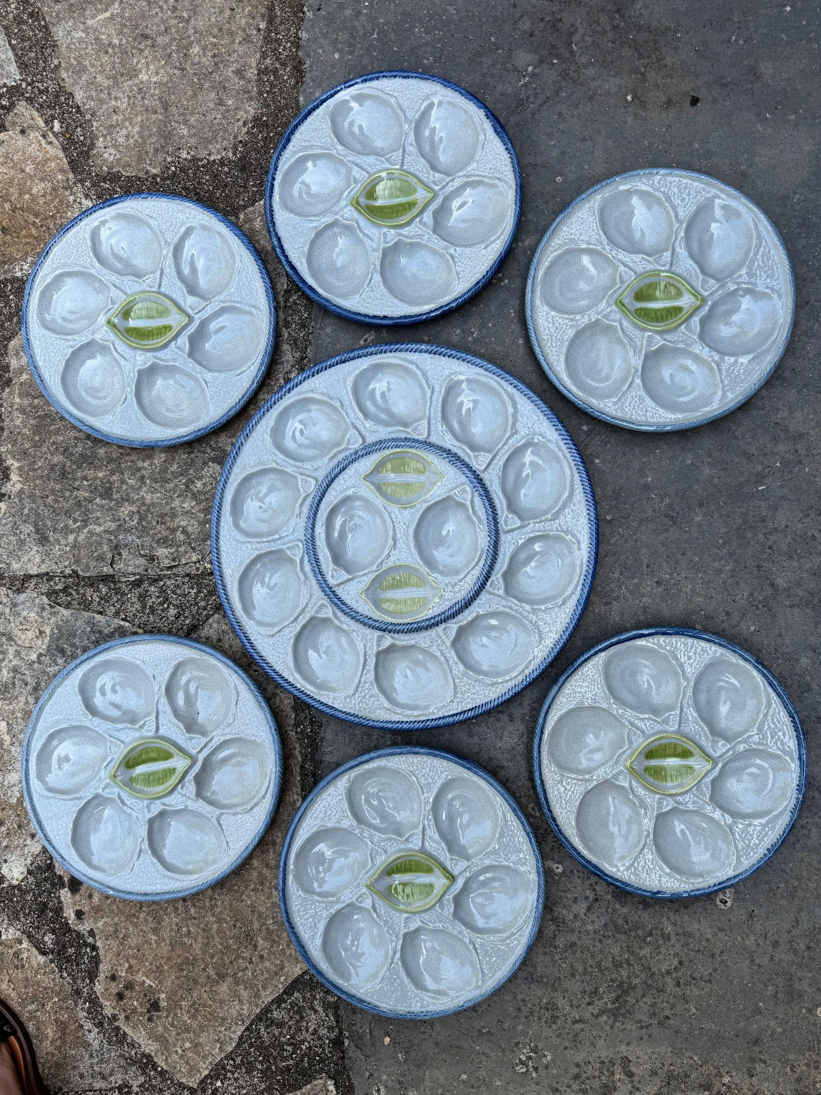 French Oyster Plates and Platter - 2