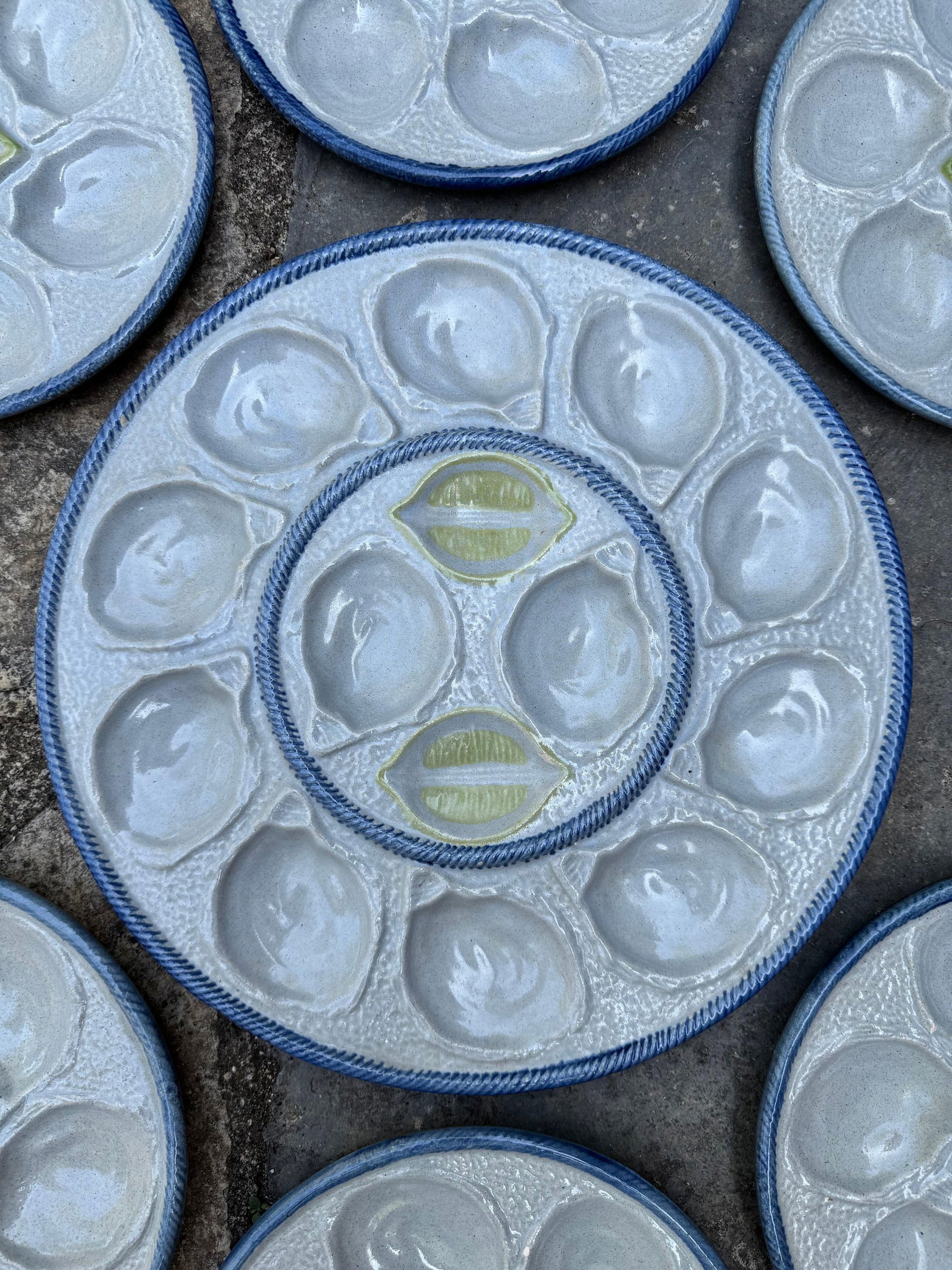 French Oyster Plates and Platter - 4