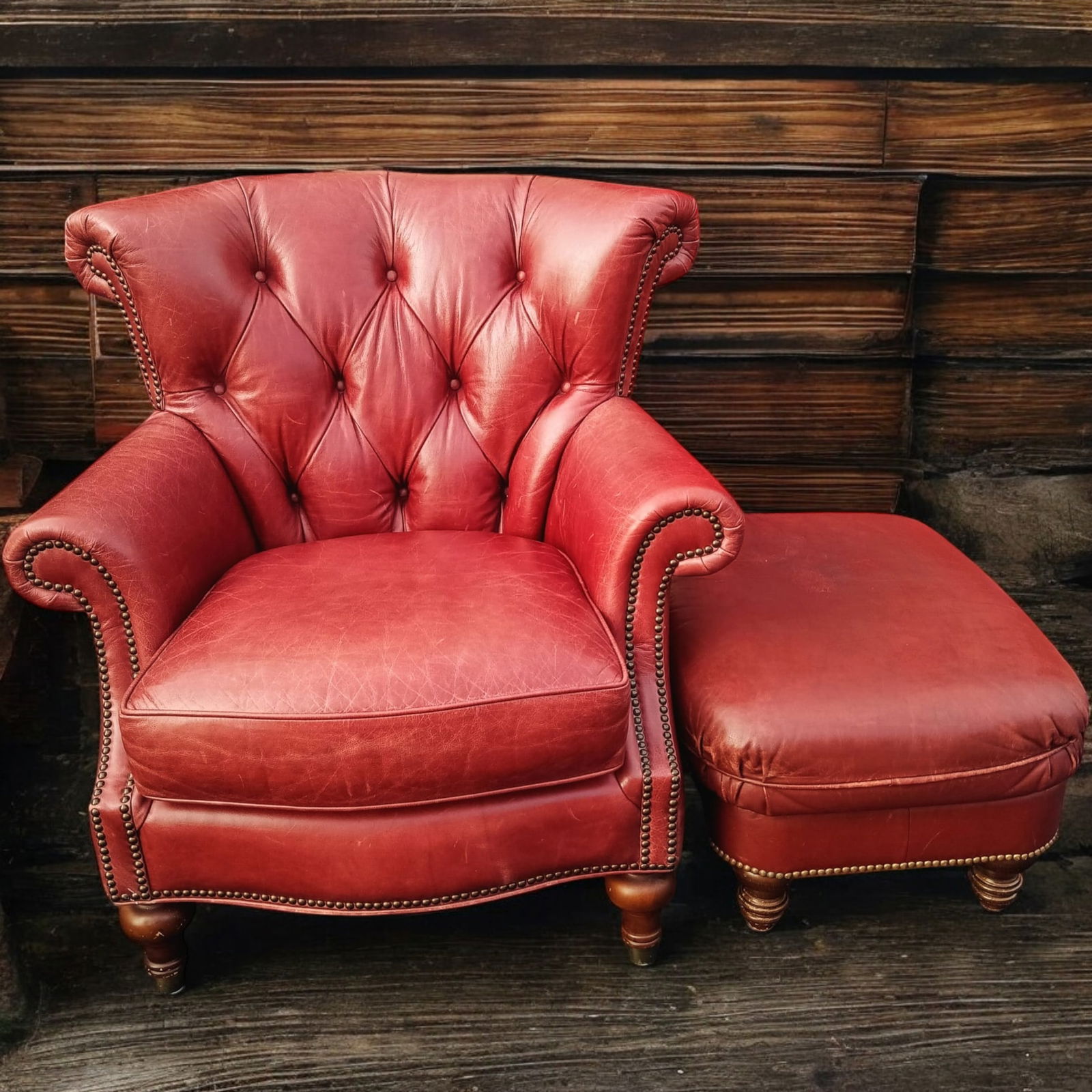A Timeless Classic: The Vintage Chesterfield Genuine Leather Wingback Chair by Largo - 4