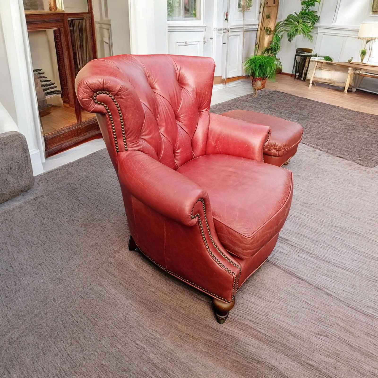 A Timeless Classic: The Vintage Chesterfield Genuine Leather Wingback Chair by Largo - 5