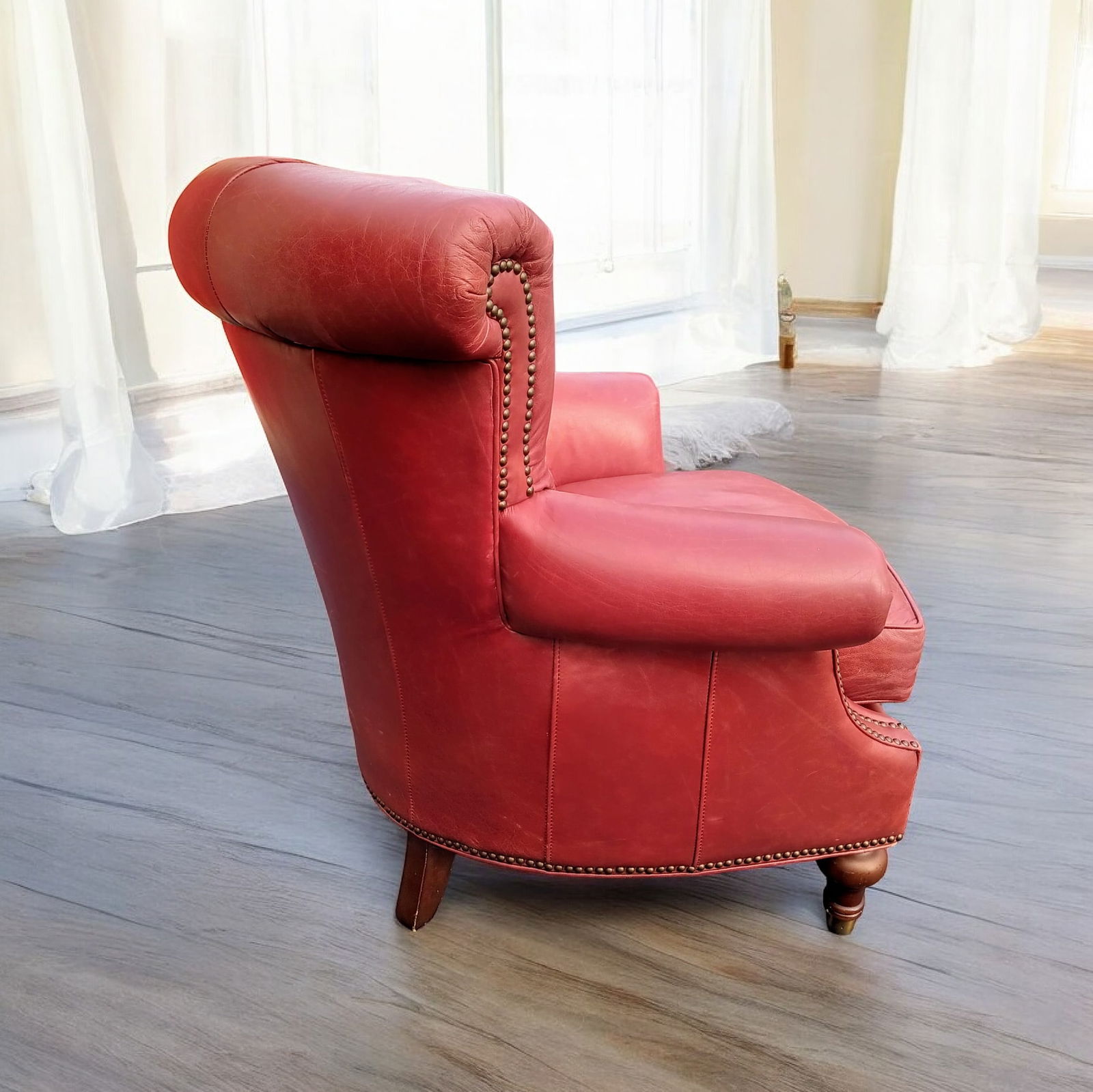 A Timeless Classic: The Vintage Chesterfield Genuine Leather Wingback Chair by Largo - 7