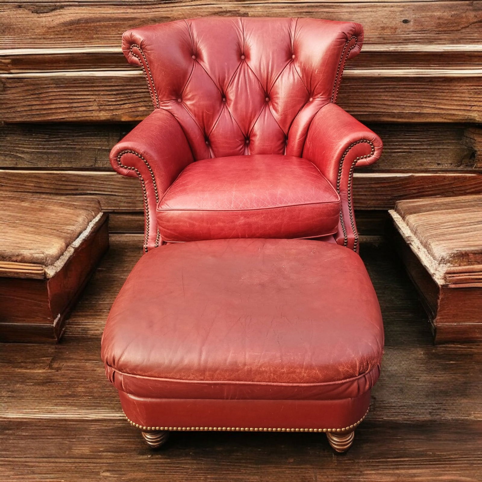 A Timeless Classic: The Vintage Chesterfield Genuine Leather Wingback Chair by Largo - 8