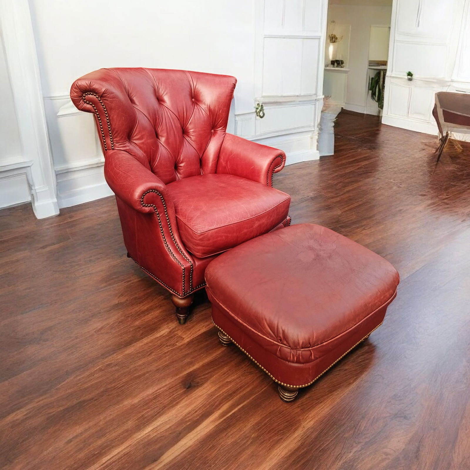 A Timeless Classic: The Vintage Chesterfield Genuine Leather Wingback Chair by Largo - 9