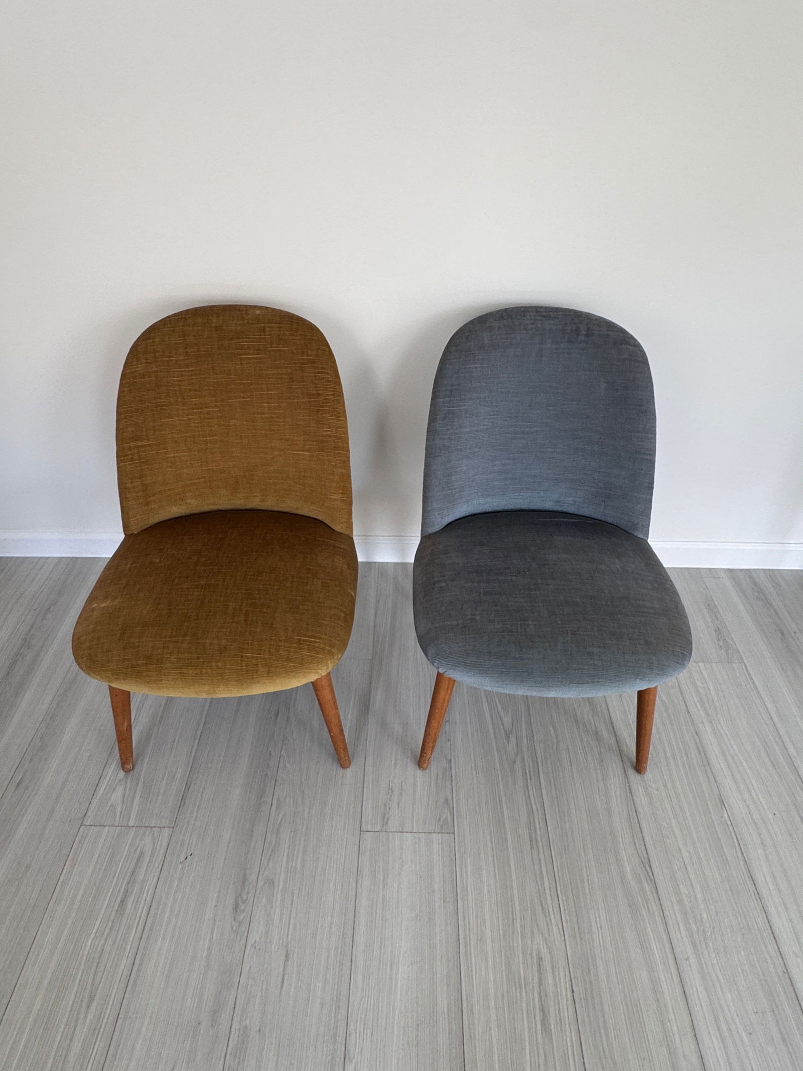 Vintage 1950s Mid Century Modern Upholstered Accent Chairs - Set of 2 - 2