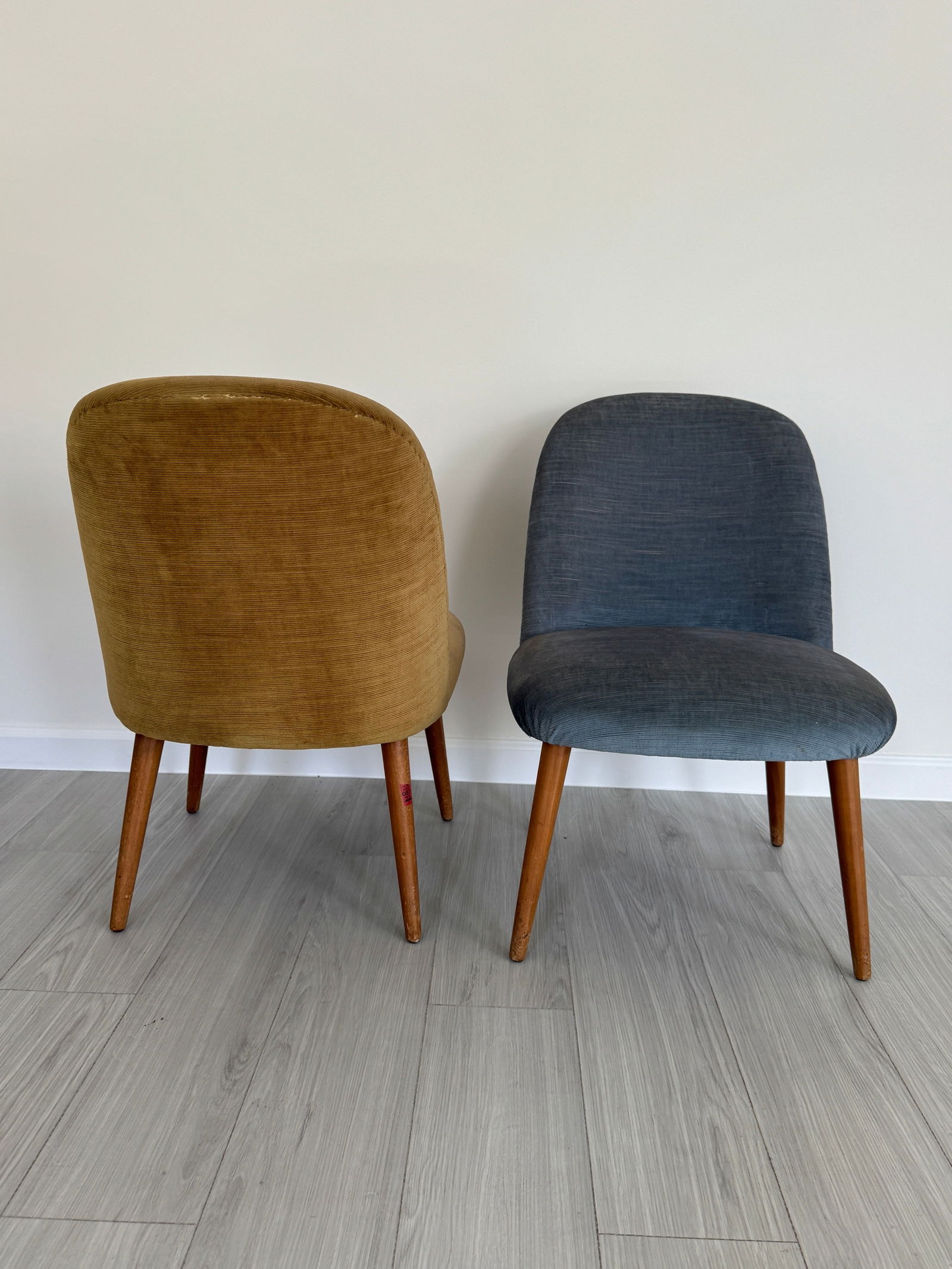 Vintage 1950s Mid Century Modern Upholstered Accent Chairs - Set of 2 - 7