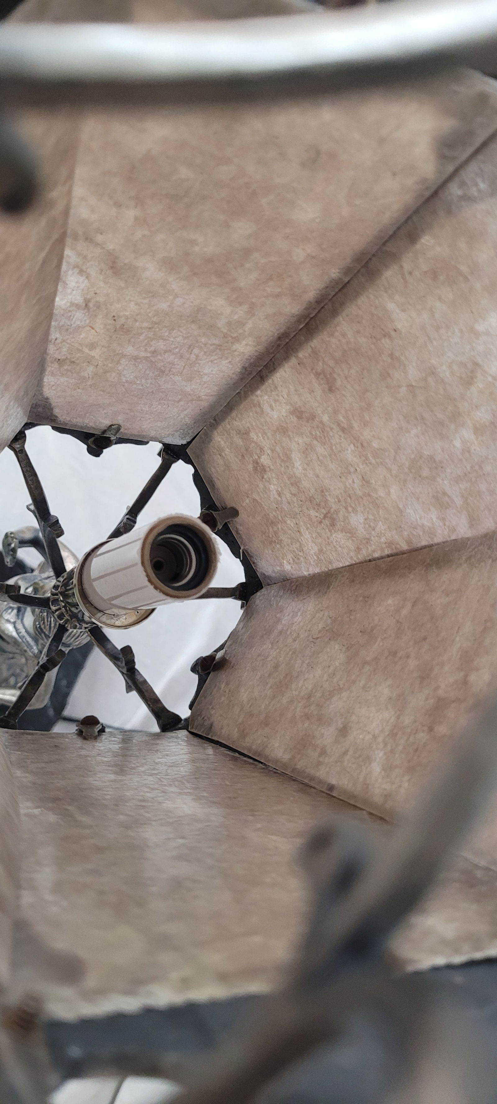 1900 Silver Plated Spanish Brass Statue Lamp With Mica Shade - 11