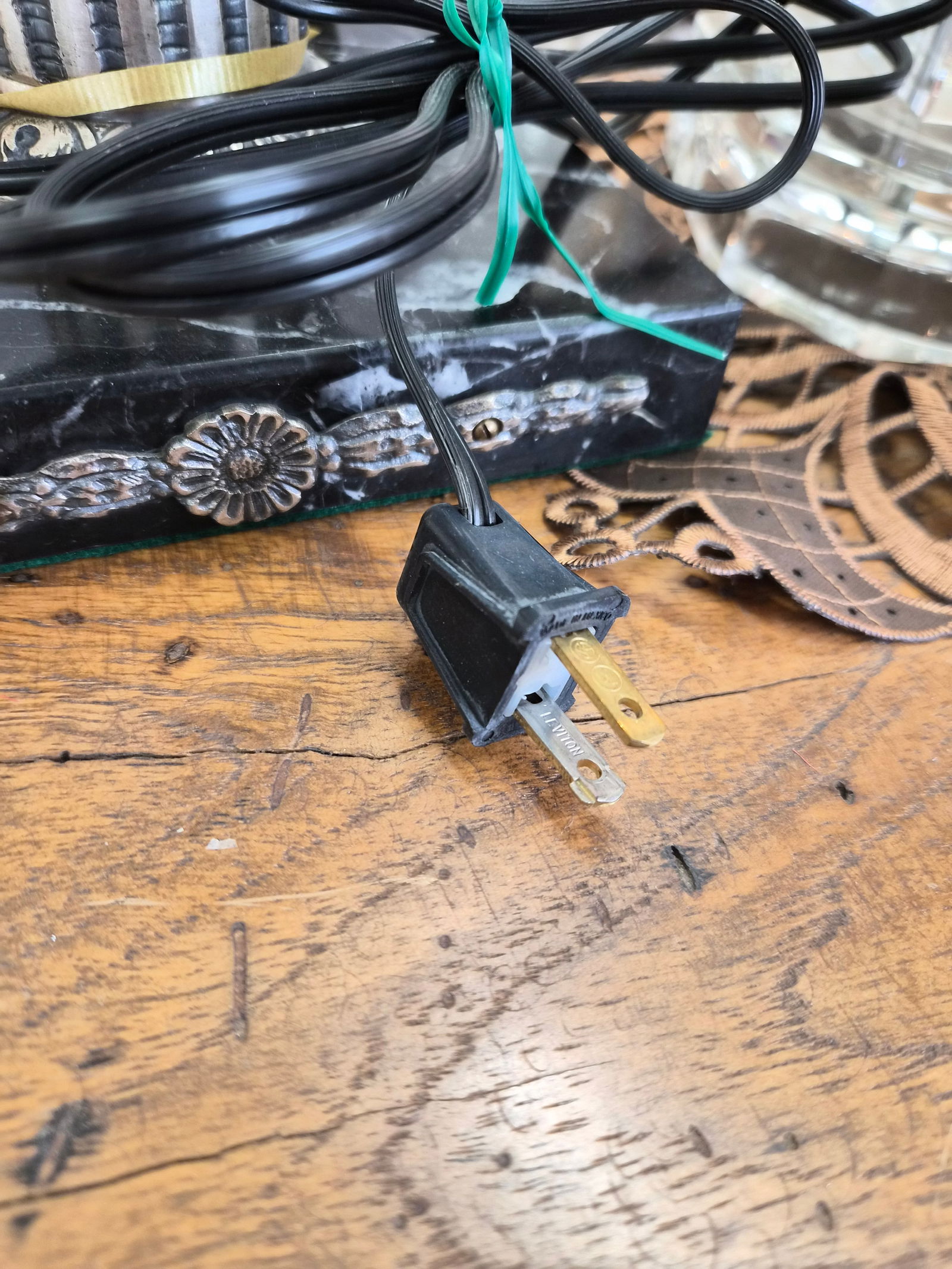 1900 Silver Plated Spanish Brass Statue Lamp With Mica Shade - 13