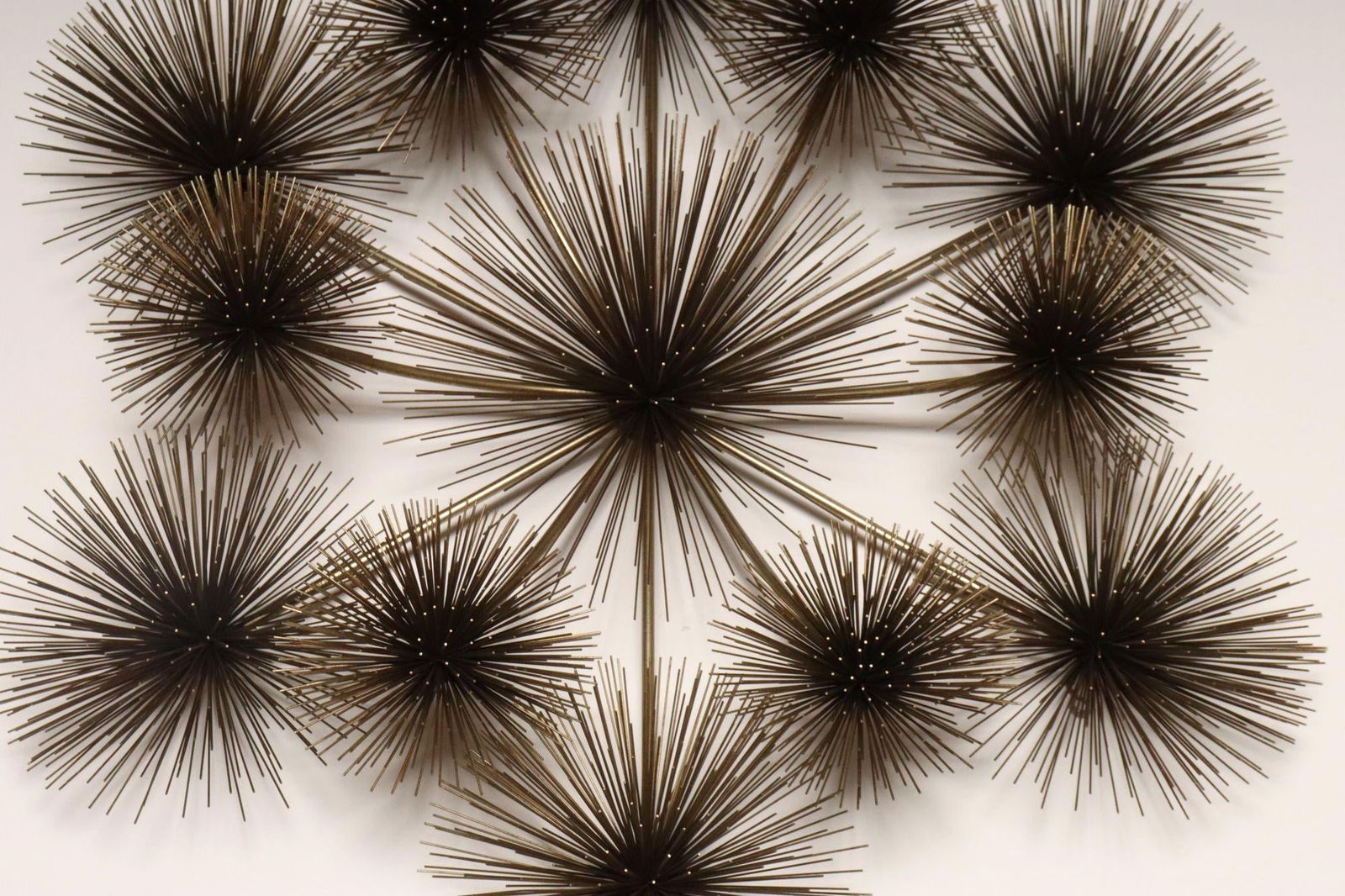 Large Brutalist "Pom Pom" Brass Wall Sculture by Curtis Jere Signed and Dated - 11