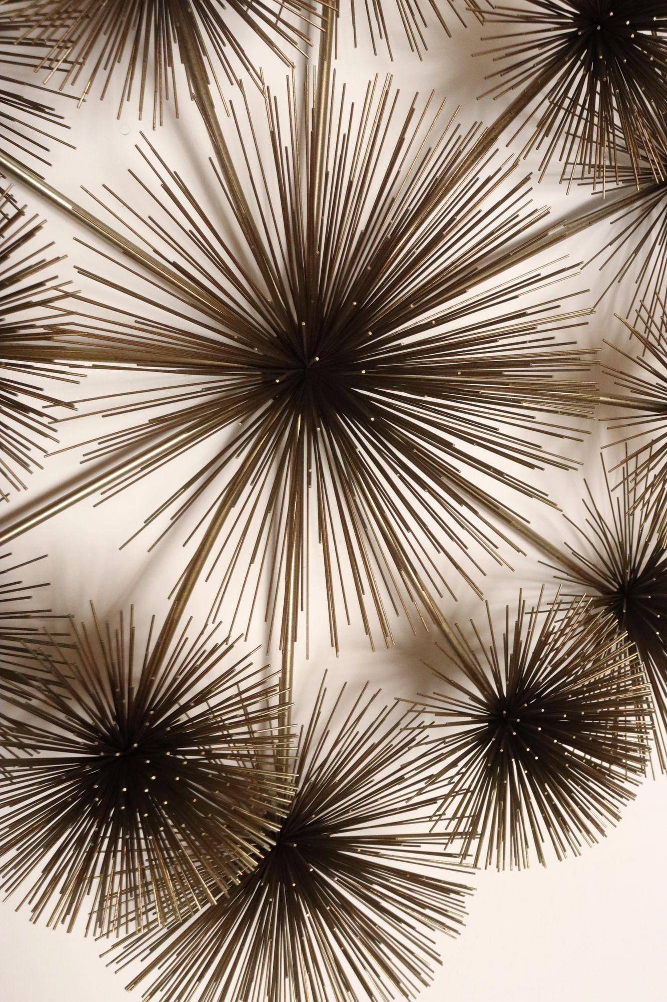 Large Brutalist "Pom Pom" Brass Wall Sculture by Curtis Jere Signed and Dated - 15