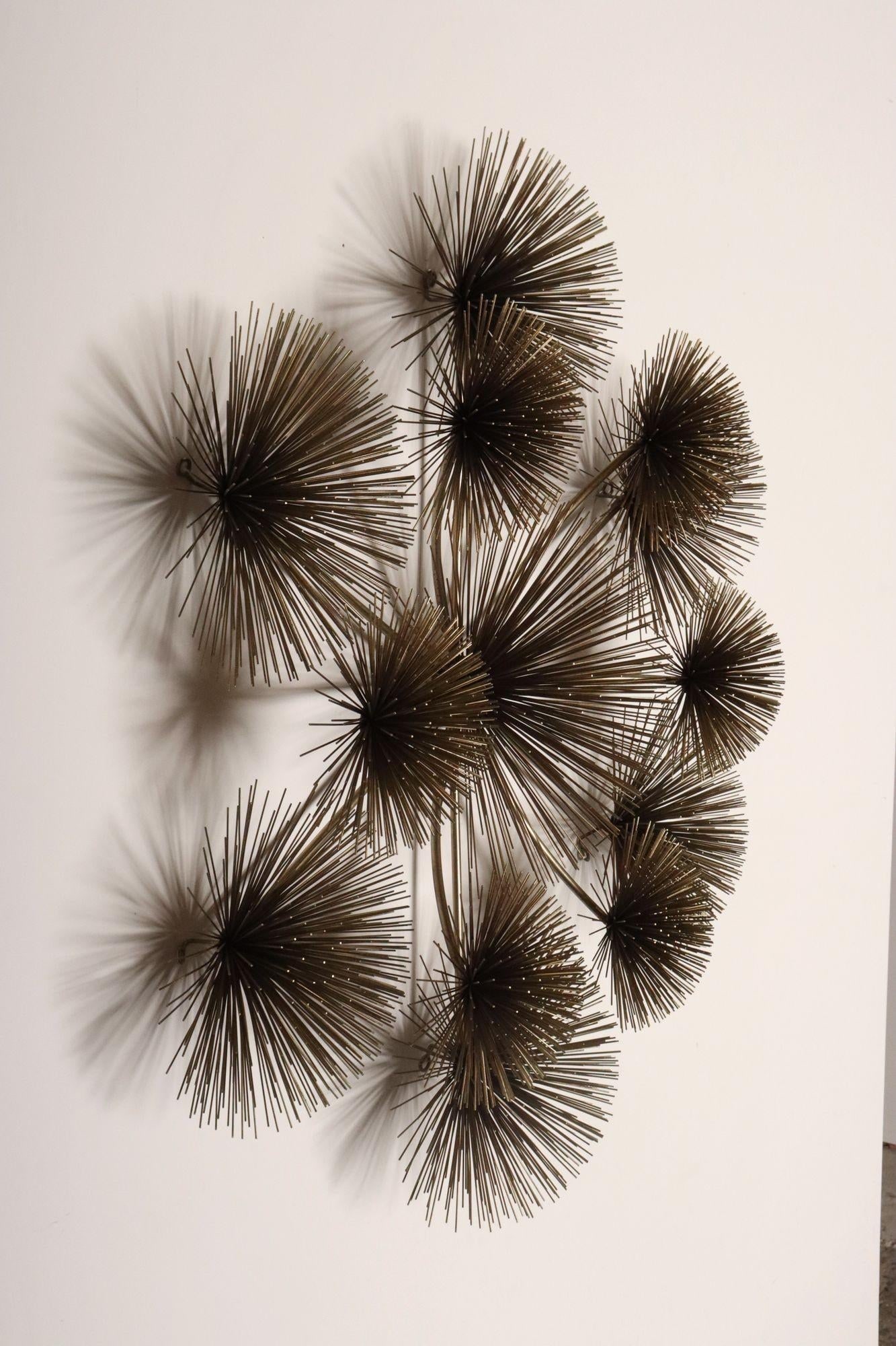 Large Brutalist "Pom Pom" Brass Wall Sculture by Curtis Jere Signed and Dated - 5