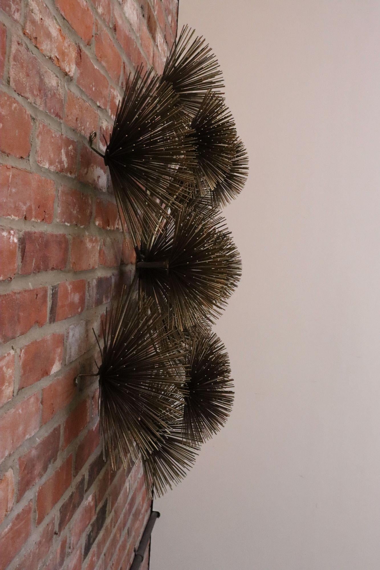 Large Brutalist "Pom Pom" Brass Wall Sculture by Curtis Jere Signed and Dated - 7