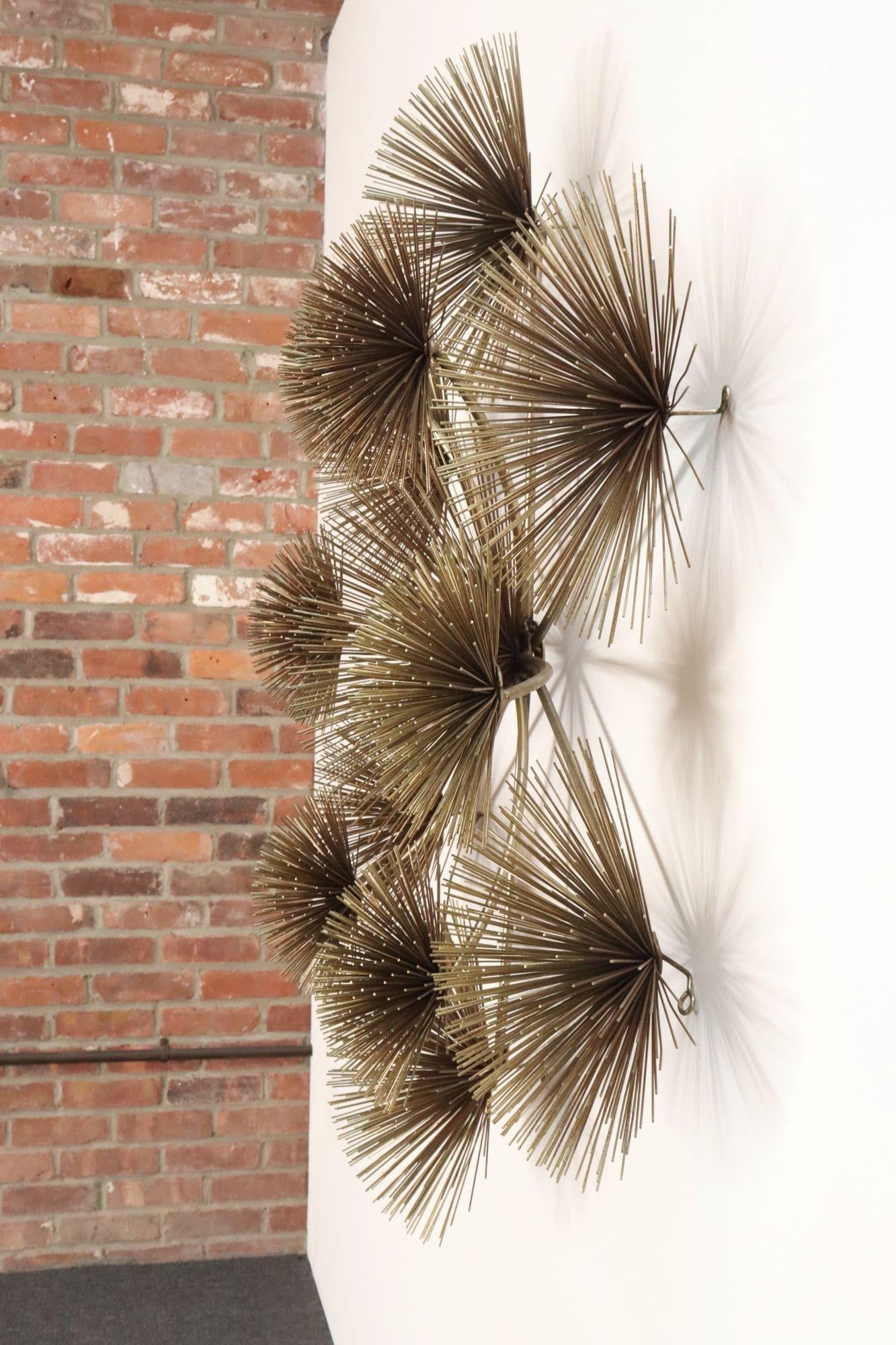 Large Brutalist "Pom Pom" Brass Wall Sculture by Curtis Jere Signed and Dated - 9