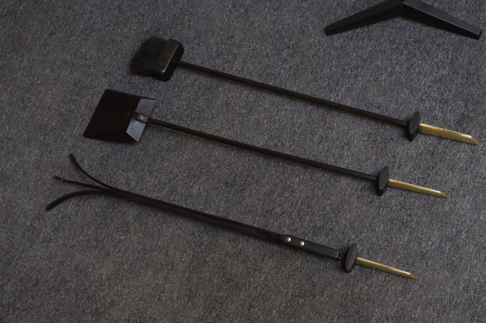 Mid-Century Modern Polished Brass and Iron Fireplace Tool Set by Donald Deskey - 10