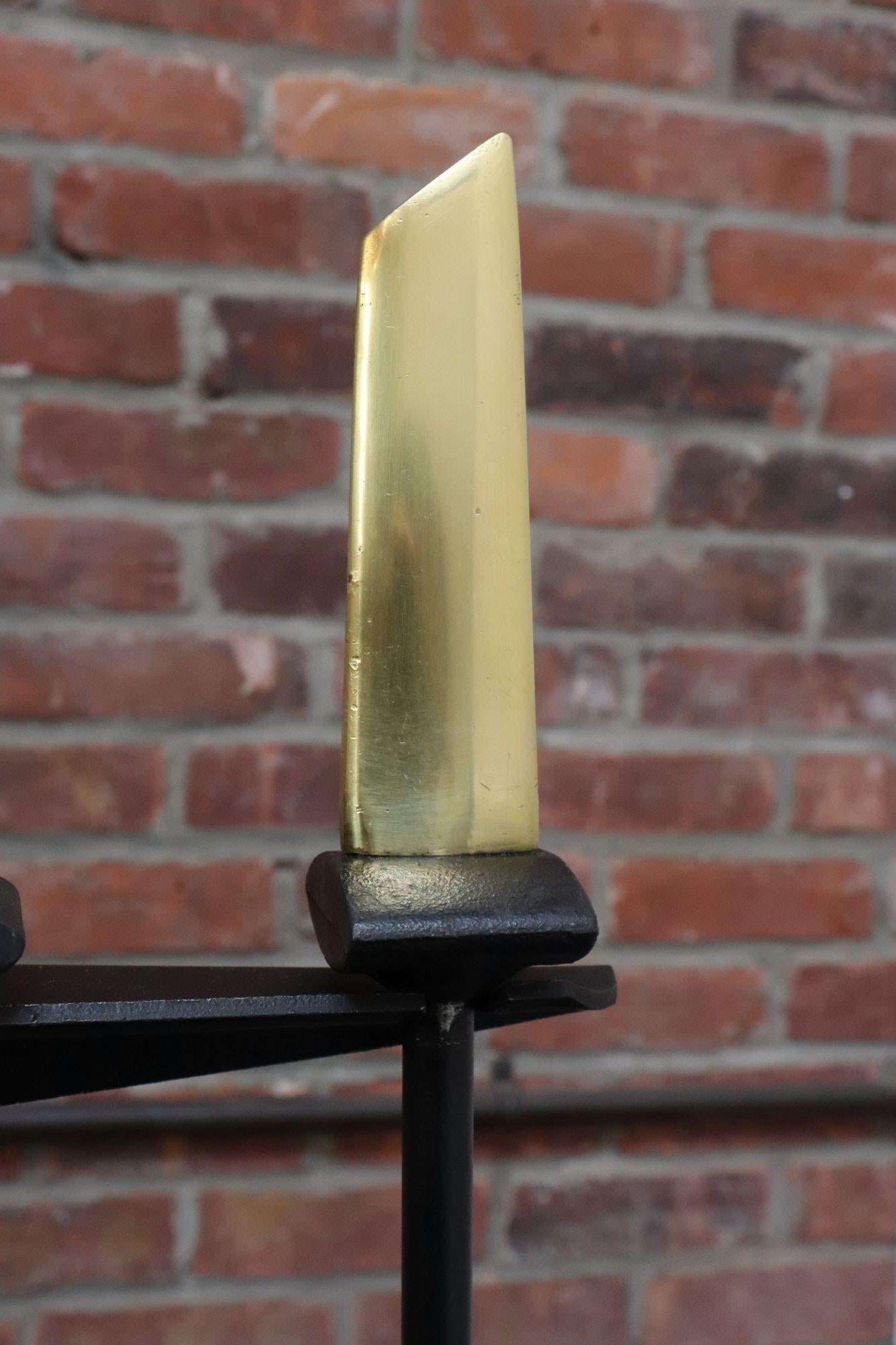 Mid-Century Modern Polished Brass and Iron Fireplace Tool Set by Donald Deskey - 16