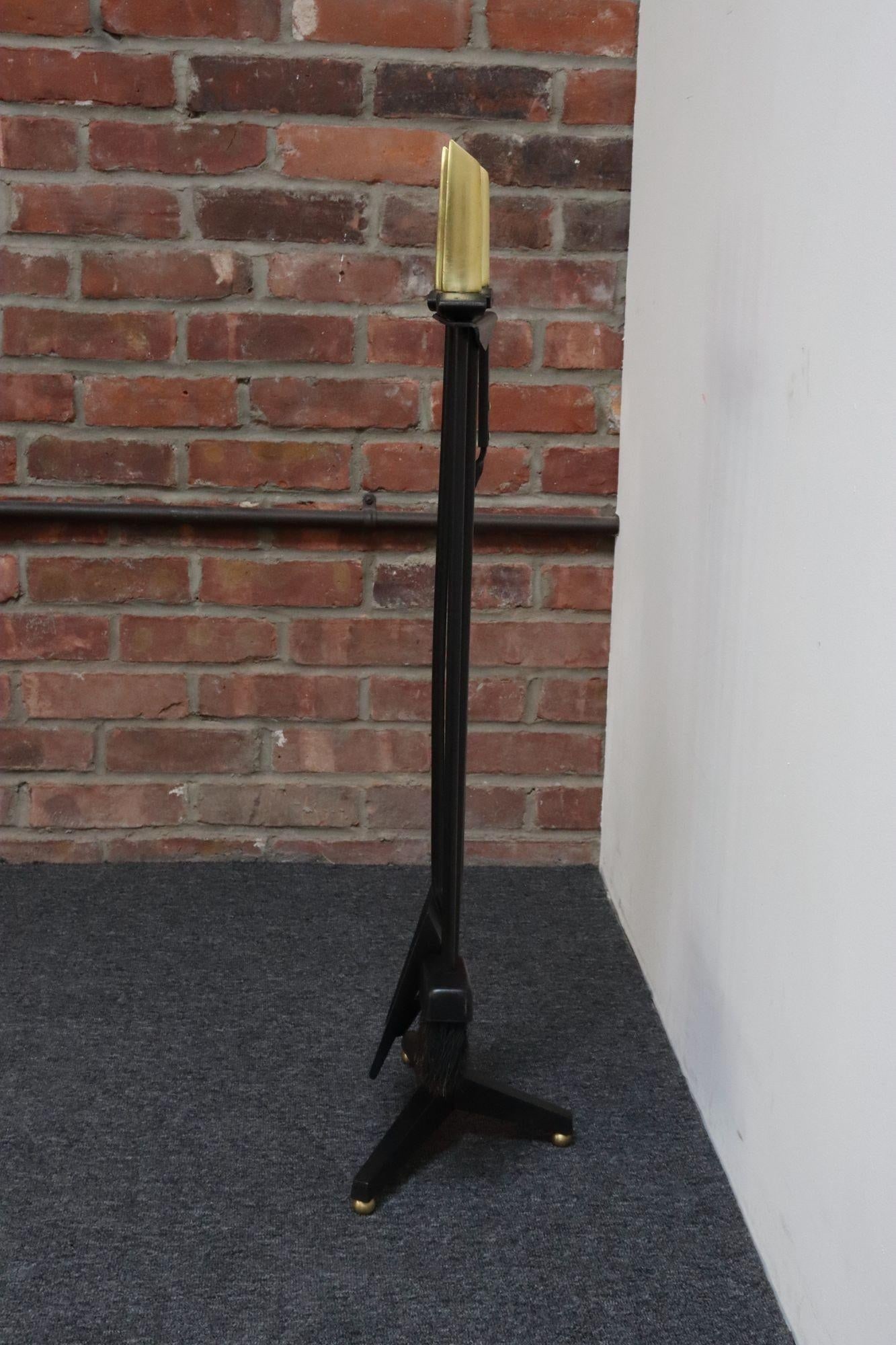 Mid-Century Modern Polished Brass and Iron Fireplace Tool Set by Donald Deskey - 5