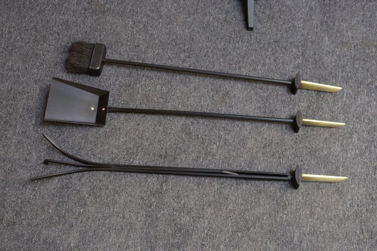 Mid-Century Modern Polished Brass and Iron Fireplace Tool Set by Donald Deskey - 9
