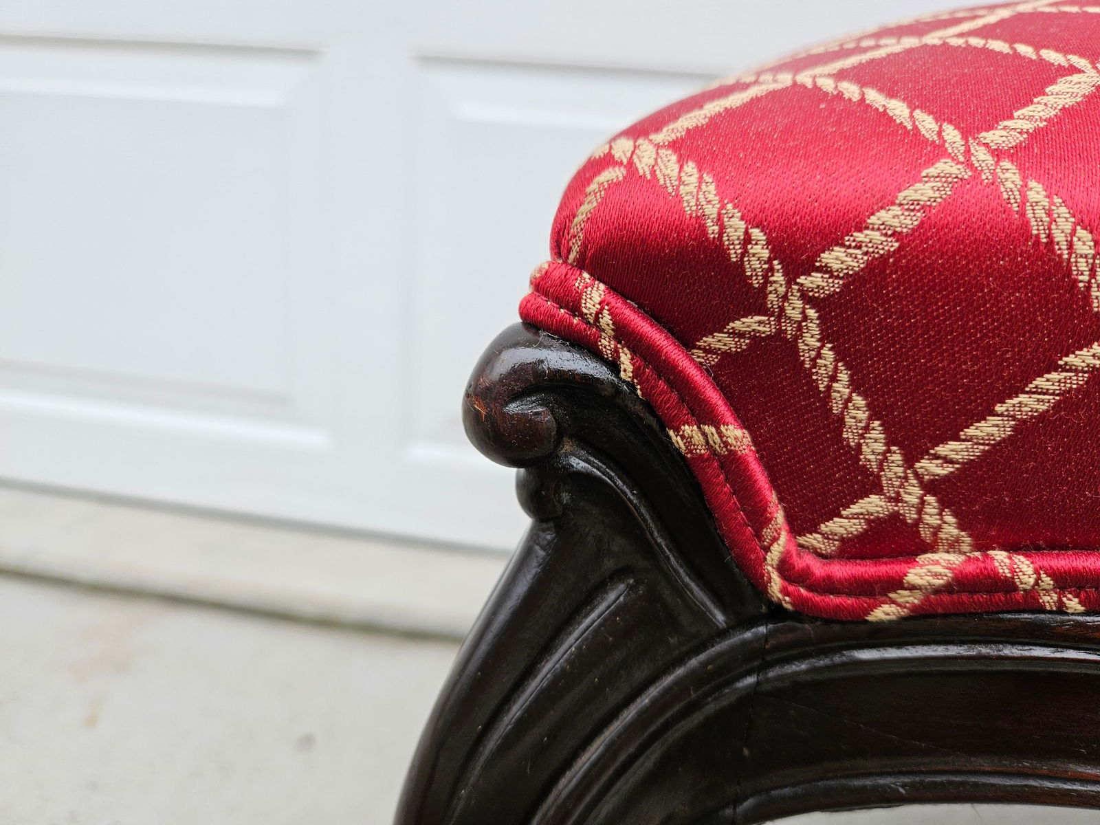 Red and Gold Upholstered Bench - 11