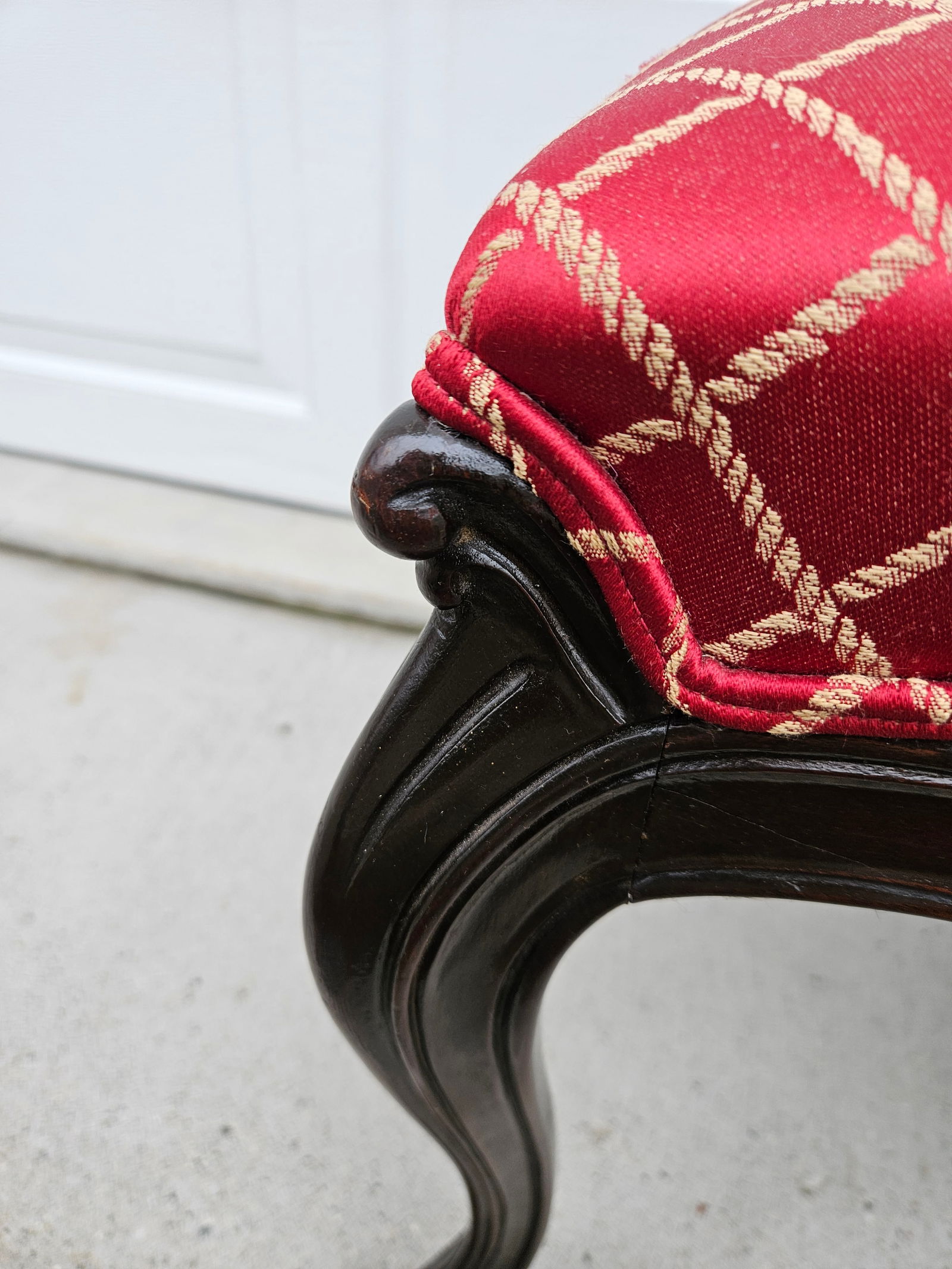 Red and Gold Upholstered Bench - 13
