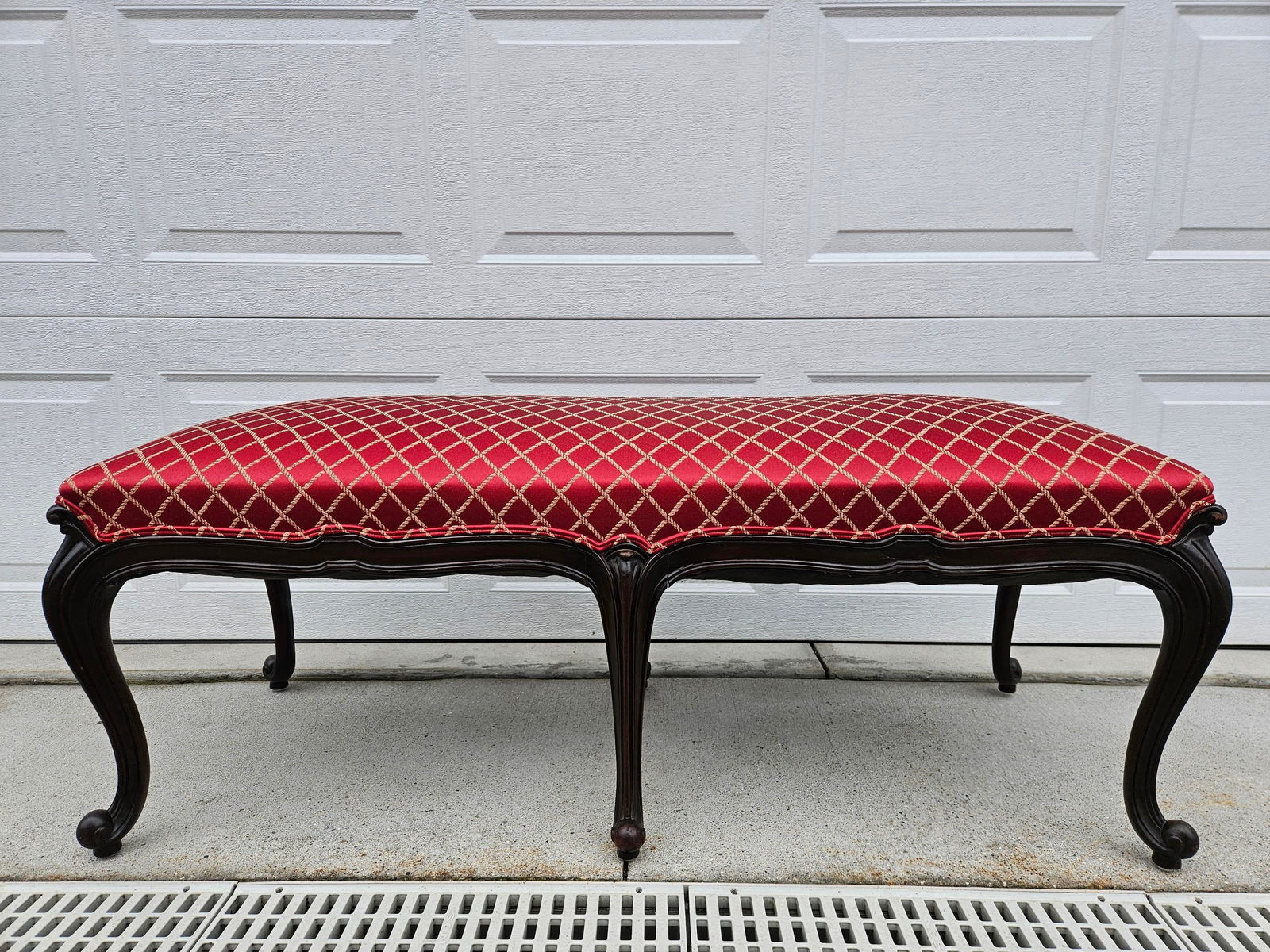 Red and Gold Upholstered Bench - 2