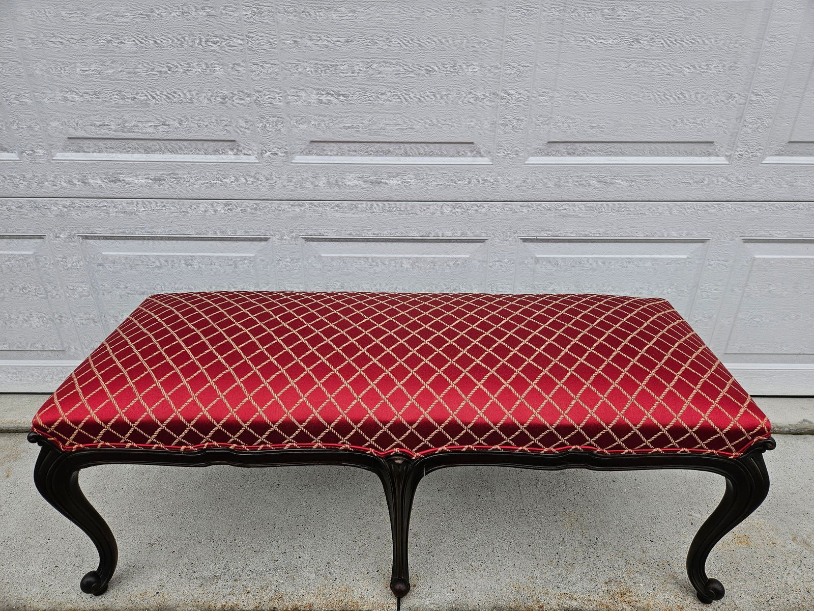 Red and Gold Upholstered Bench - 3