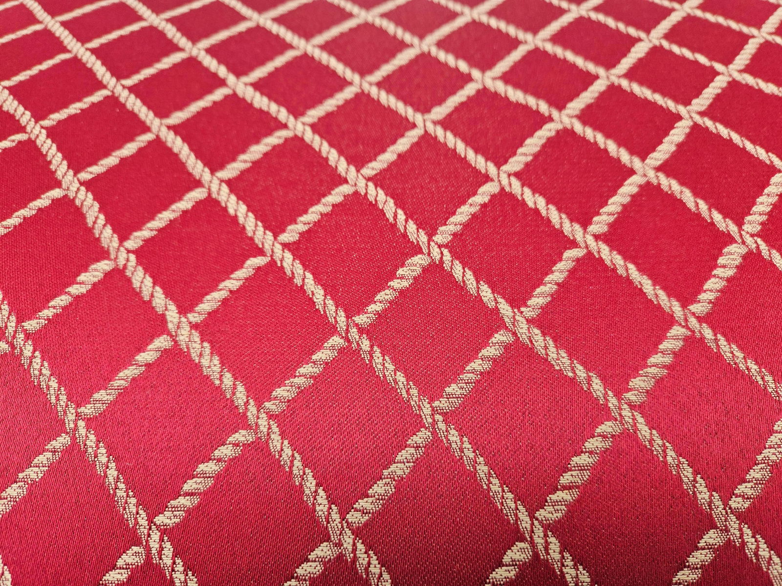 Red and Gold Upholstered Bench - 5