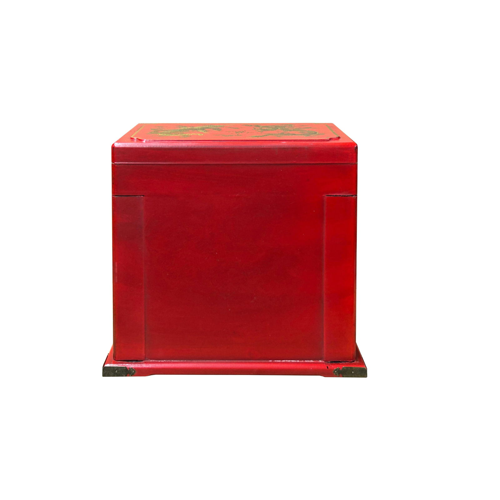 Chinese Oriental Red Dragon Phoenix Mirror Rectangular Jewelry Box - 2