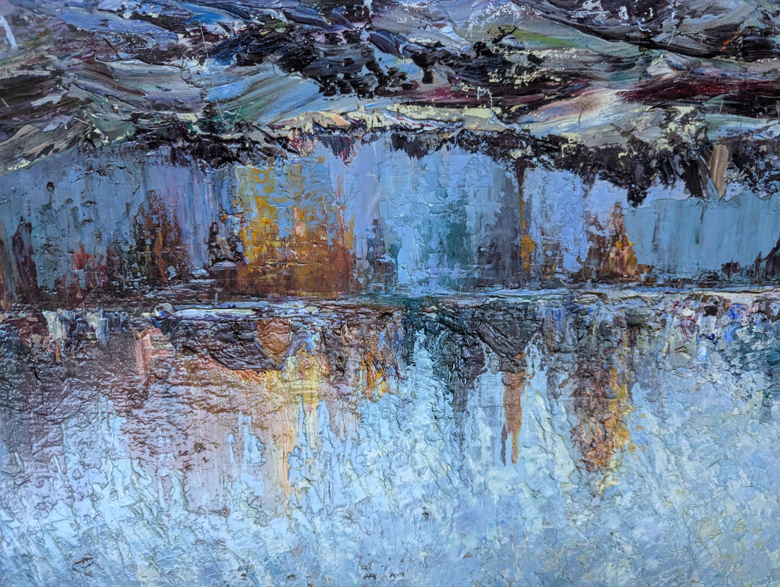 Early 1900's Cityscape, Impressionist Style Oil Painting of Reflections on Water by Artist Lebedeff/ - 9