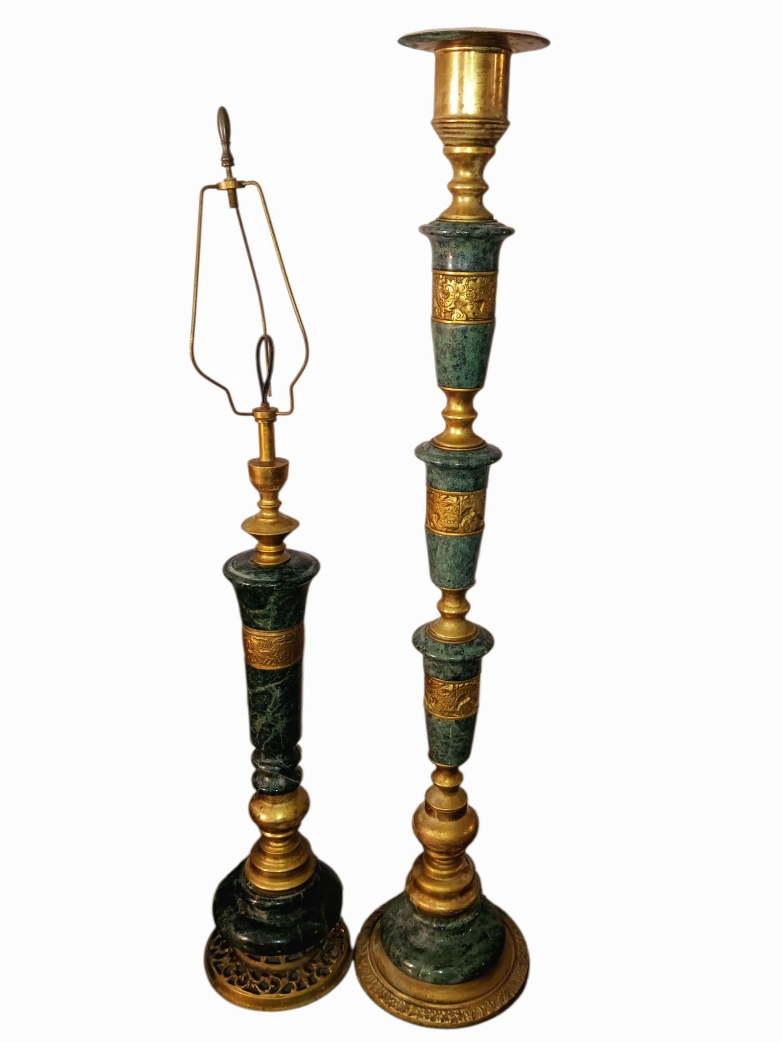 Exquisite Mid-Century Modern James Mont Style Marble & Bronze Set - 6