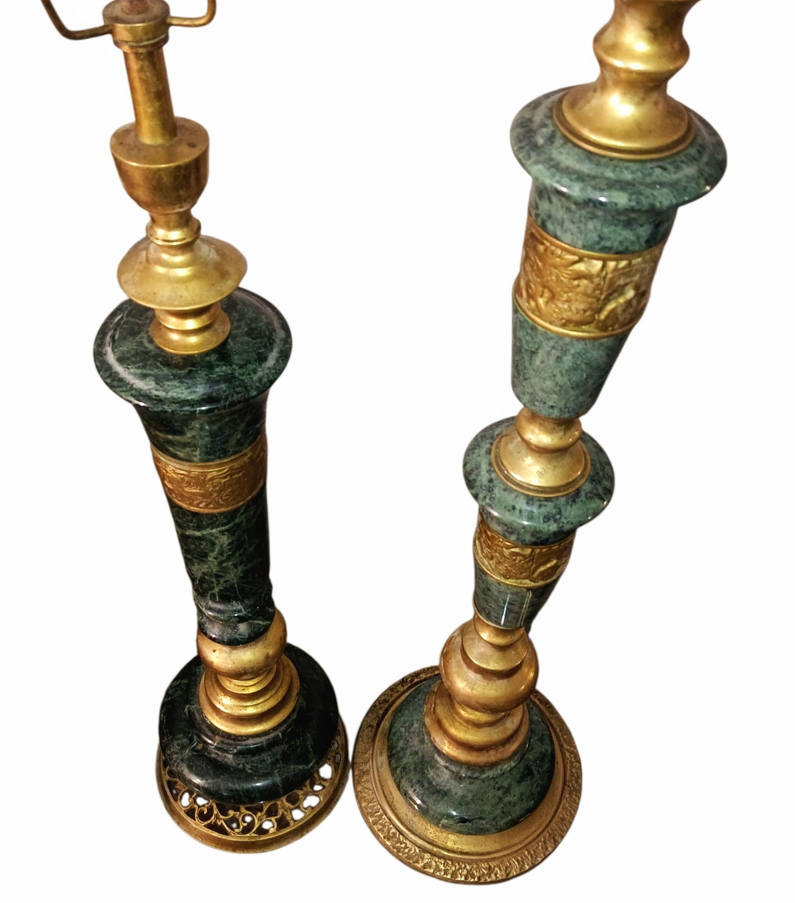 Exquisite Mid-Century Modern James Mont Style Marble & Bronze Set - 7