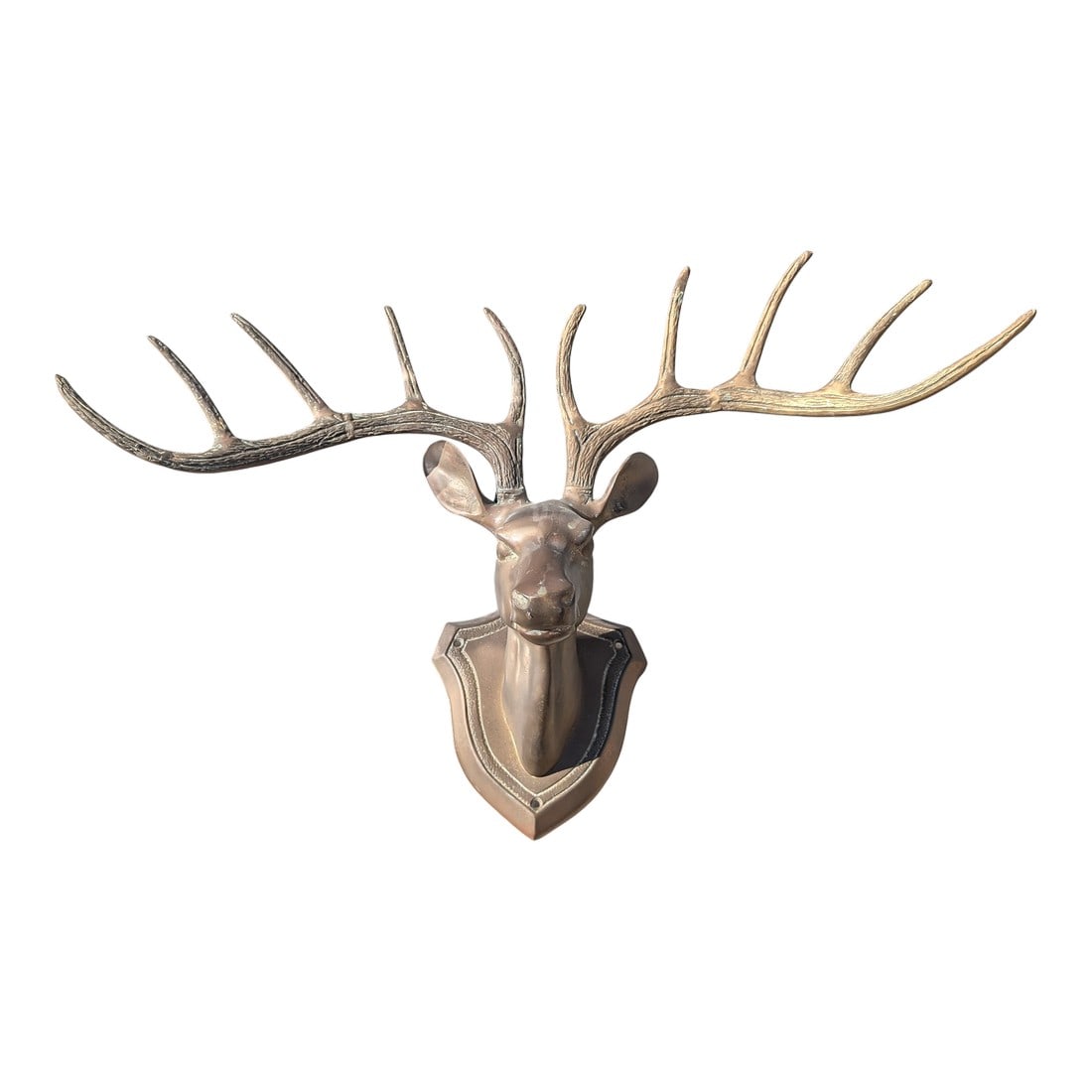 Vintage Bronzed 10 Point Deer Head Mount Sculpture (1 of 6)