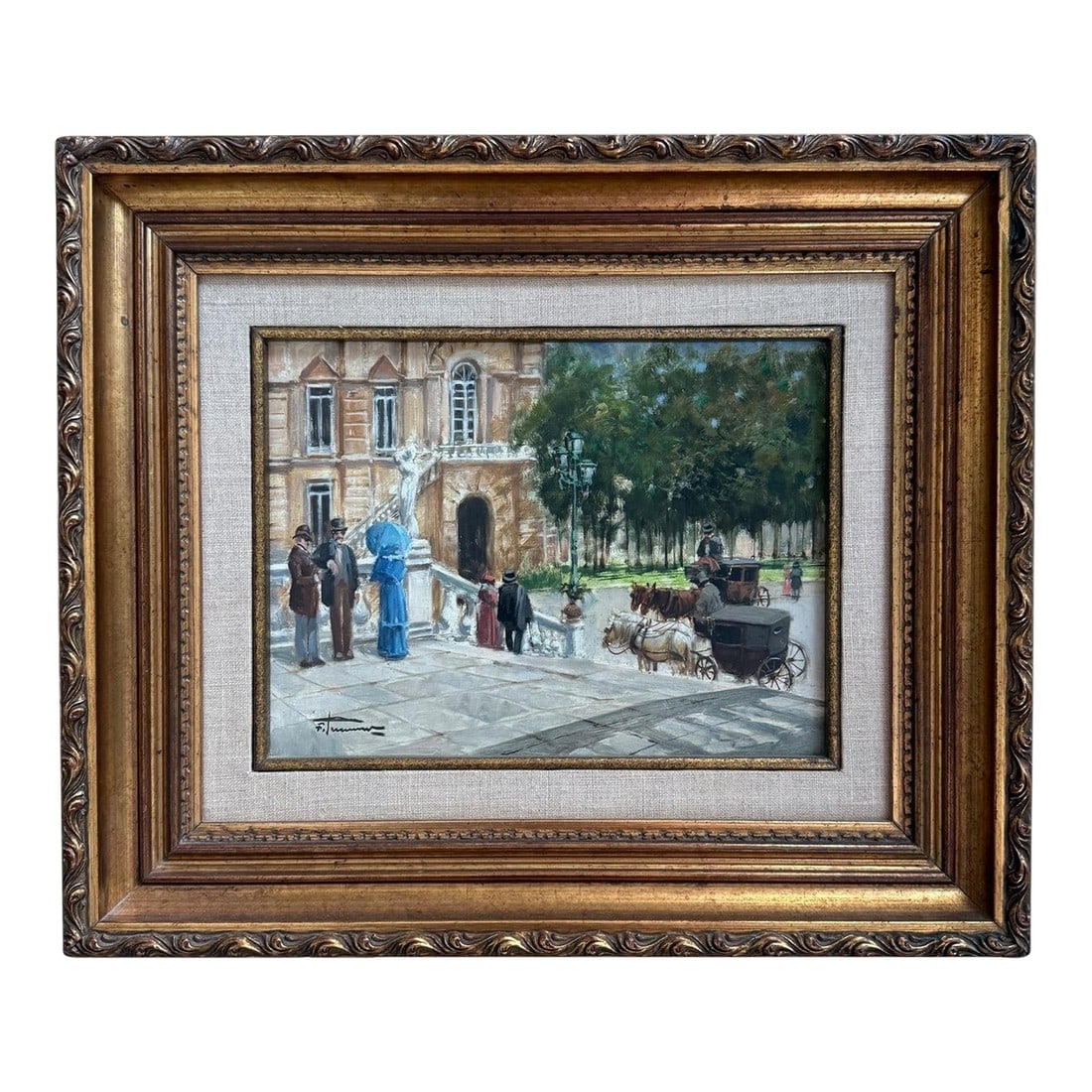 Original Signed Oil Painting Francesco Tammaro Gold Frame Paris Street Scene (1 of 17)