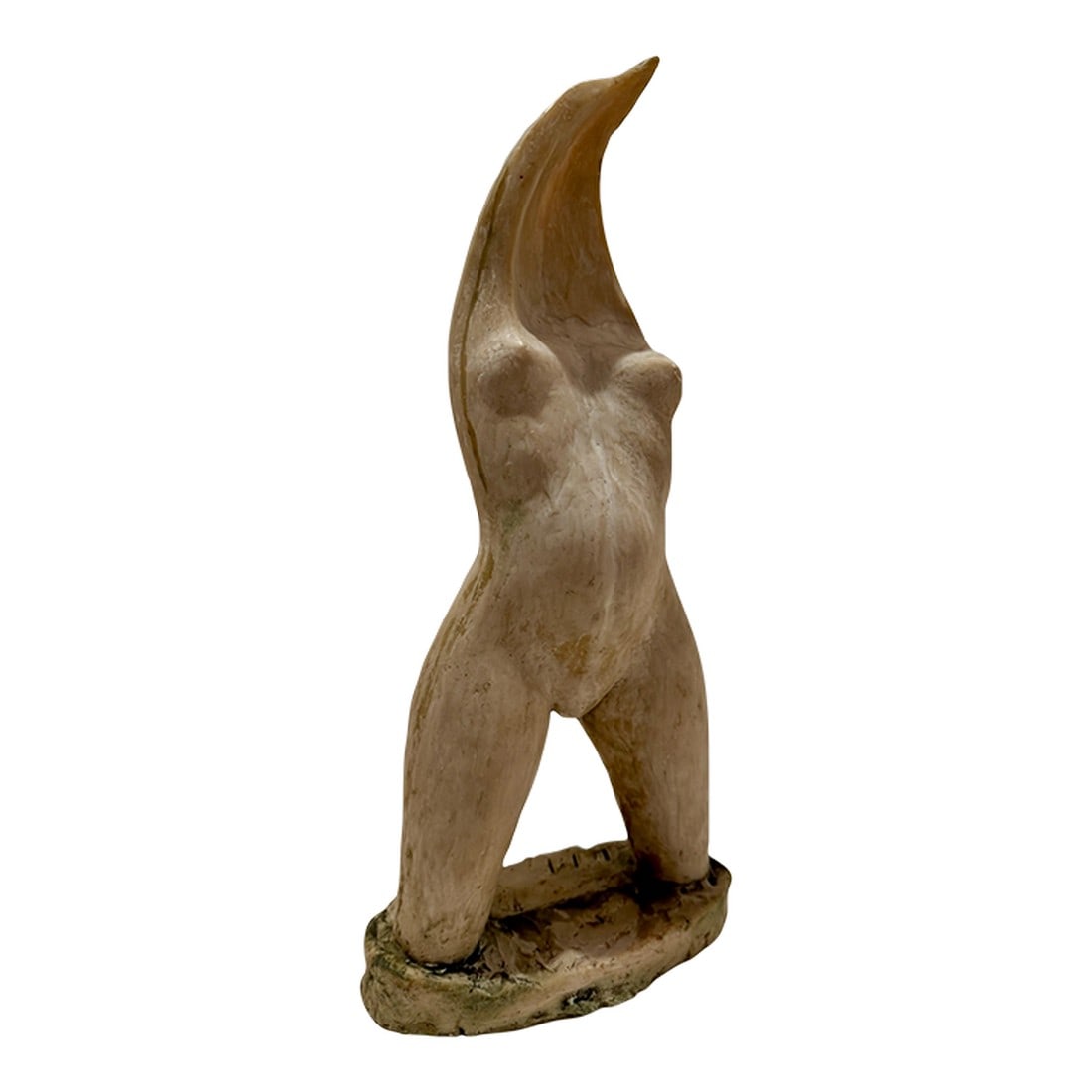 1960s Larry Mohr Signed Resin Figurative Sculpture Abstract Female Form Modernist Torso: Original resin sculpture by Larry Mohr, acquired directly from the artist's estate. This piece features a powerful, stylized female figure with elongated proportions and a dramatic upward sweep, chara