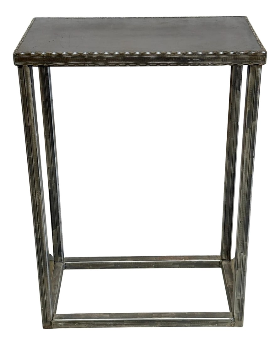 Modernist Forged & Engraved Iron Rectangular Pedestal (1 of 18)