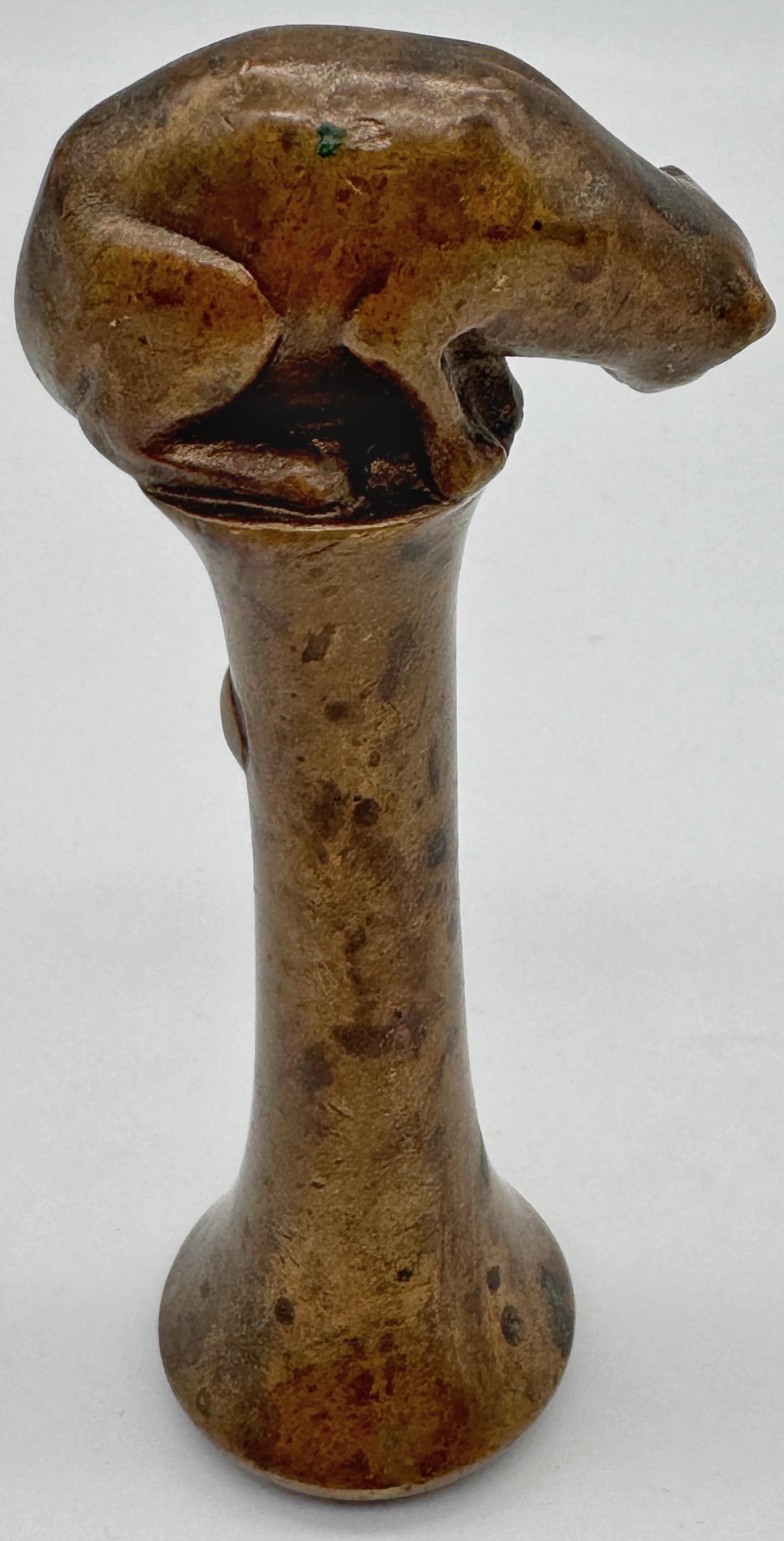 English Arts & Crafts Bronze Seal, Cat & Mouse Motif, circa 1900–1930 - 15