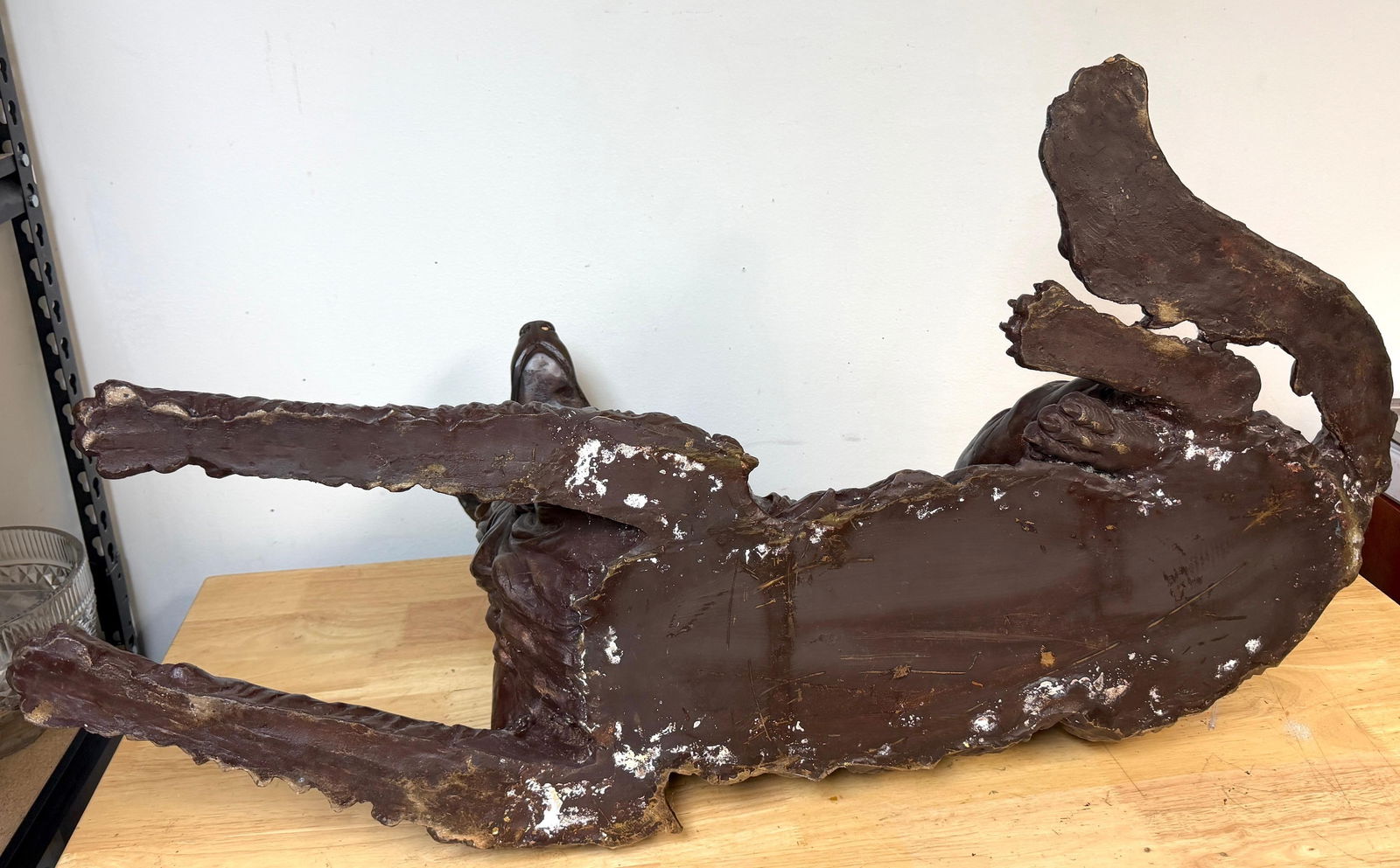 Large Life-Size Bronze Reclining Deerhound / Borzoi-Type Sculpture, 20th C Italy - 10