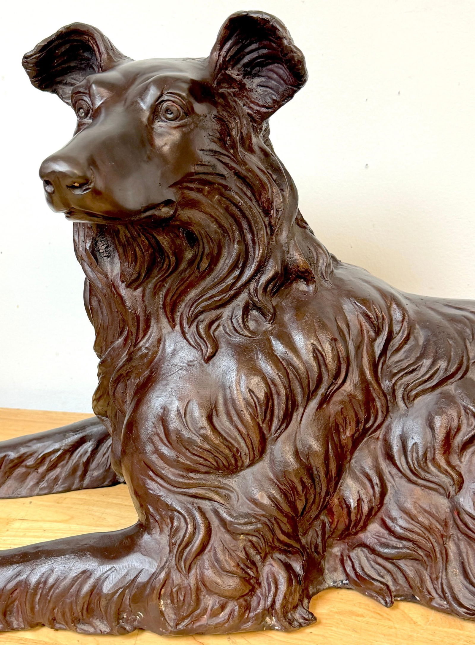 Large Life-Size Bronze Reclining Deerhound / Borzoi-Type Sculpture, 20th C Italy - 16