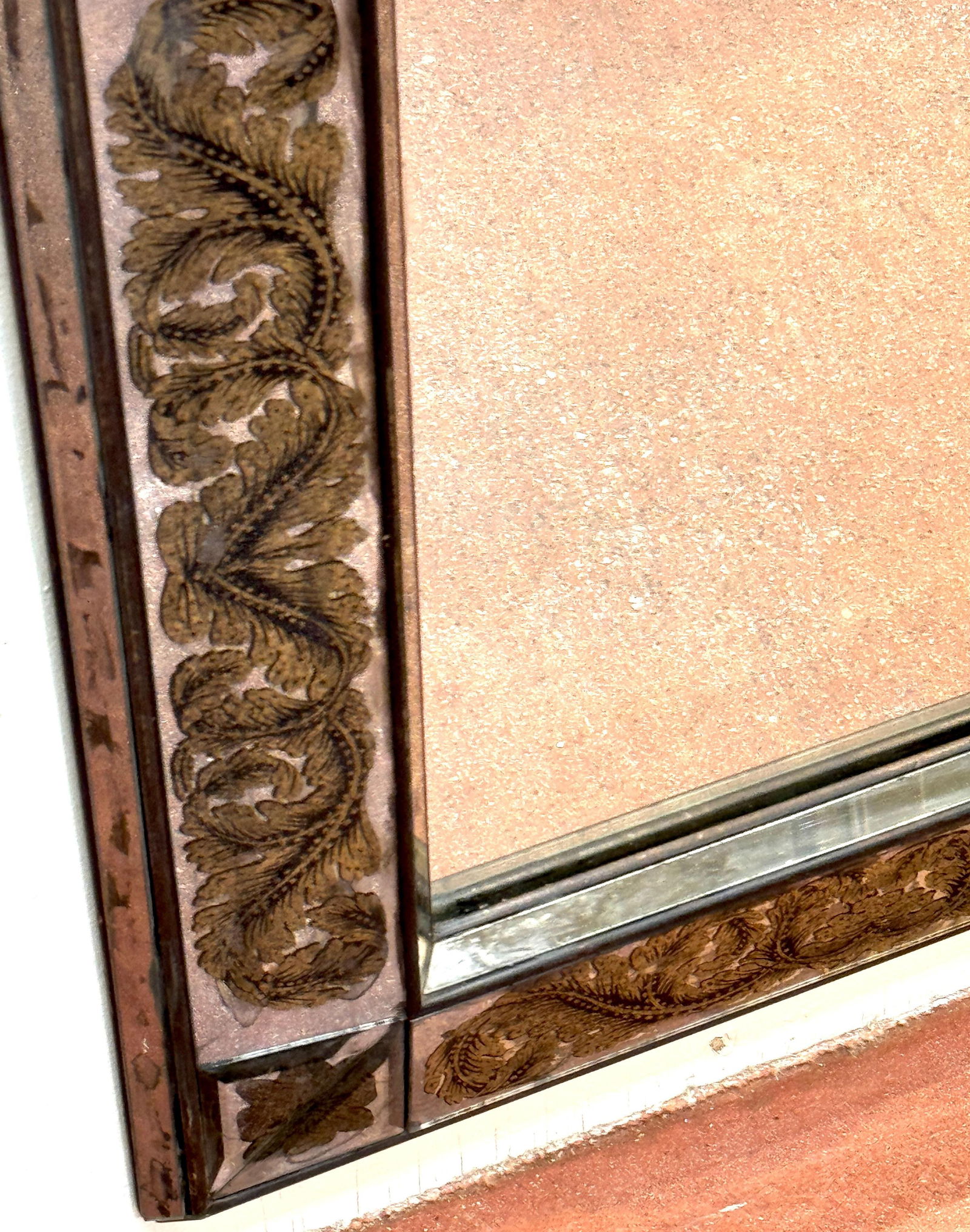 Maison Jansen (Atrib.) Eglomise Gilt Neoclassical Floral Trellis Jeweled Mirror - 15